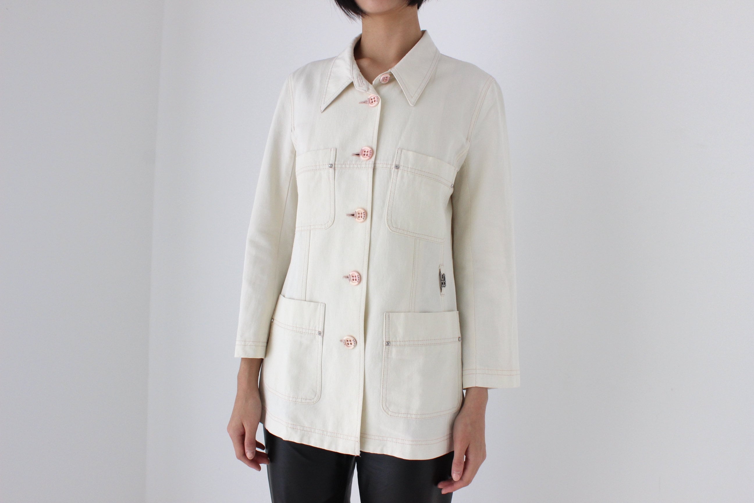 2000s Sonia Rykiel Cream Cotton Utility Shacket
