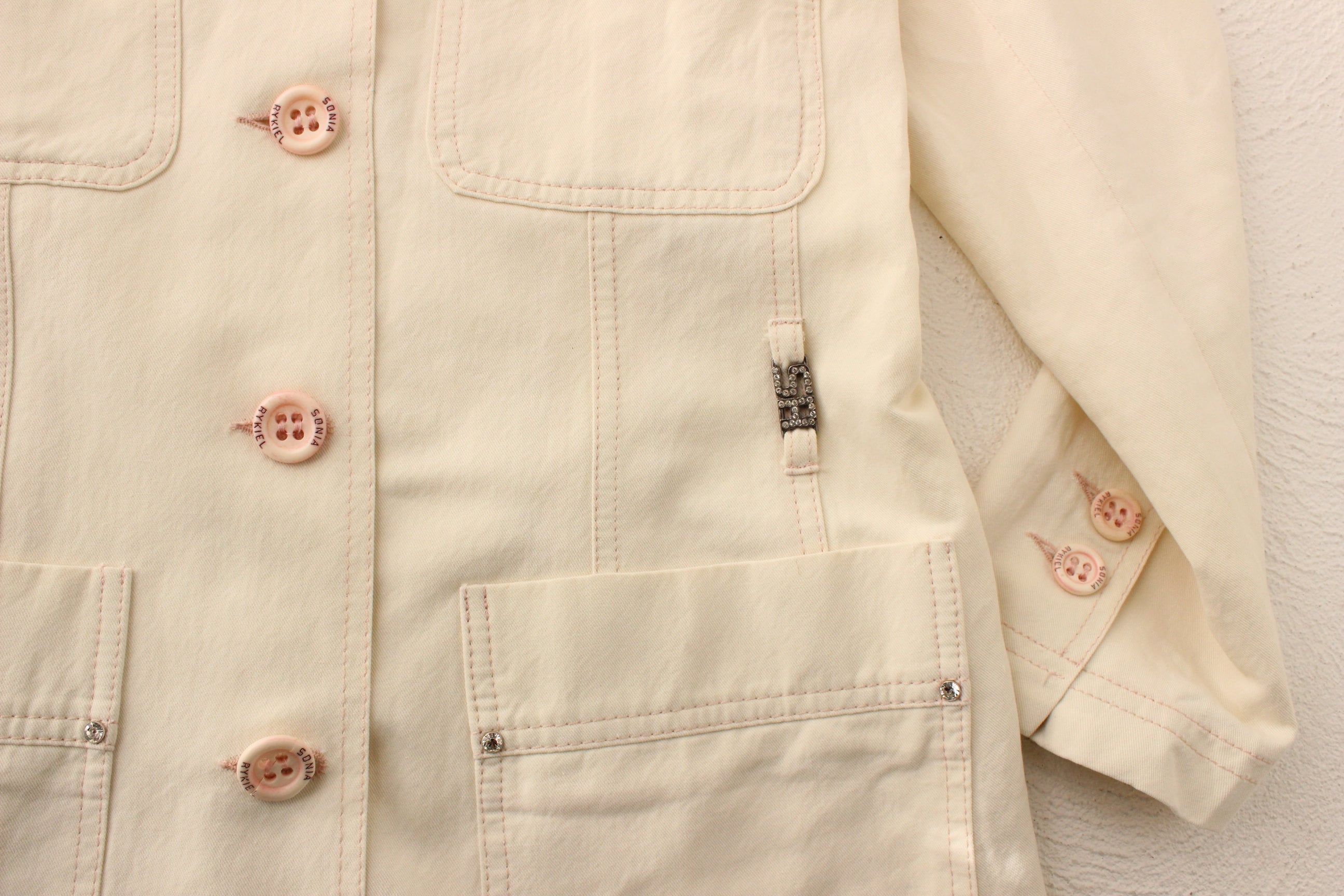 2000s Sonia Rykiel Cream Cotton Utility Shacket