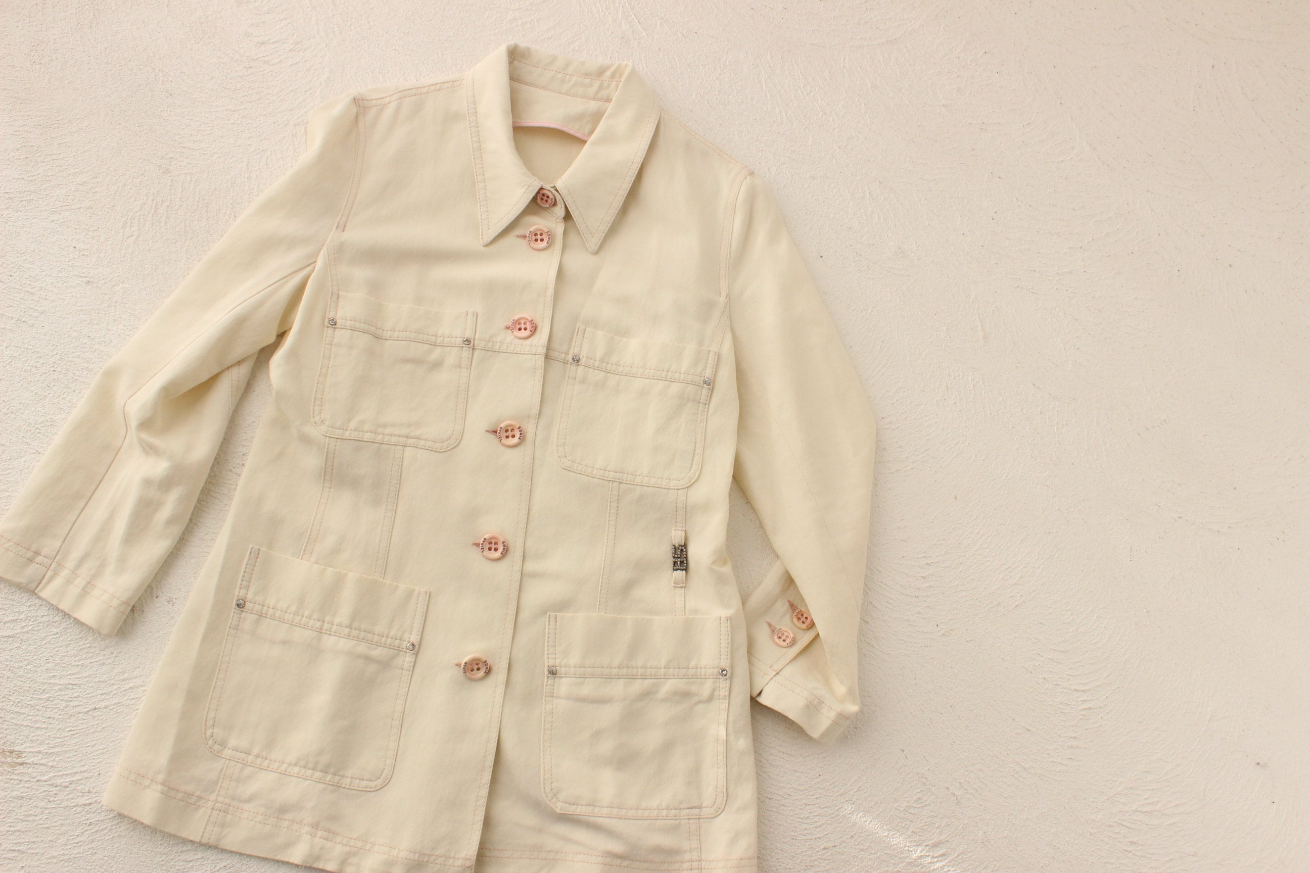 2000s Sonia Rykiel Cream Cotton Utility Shacket