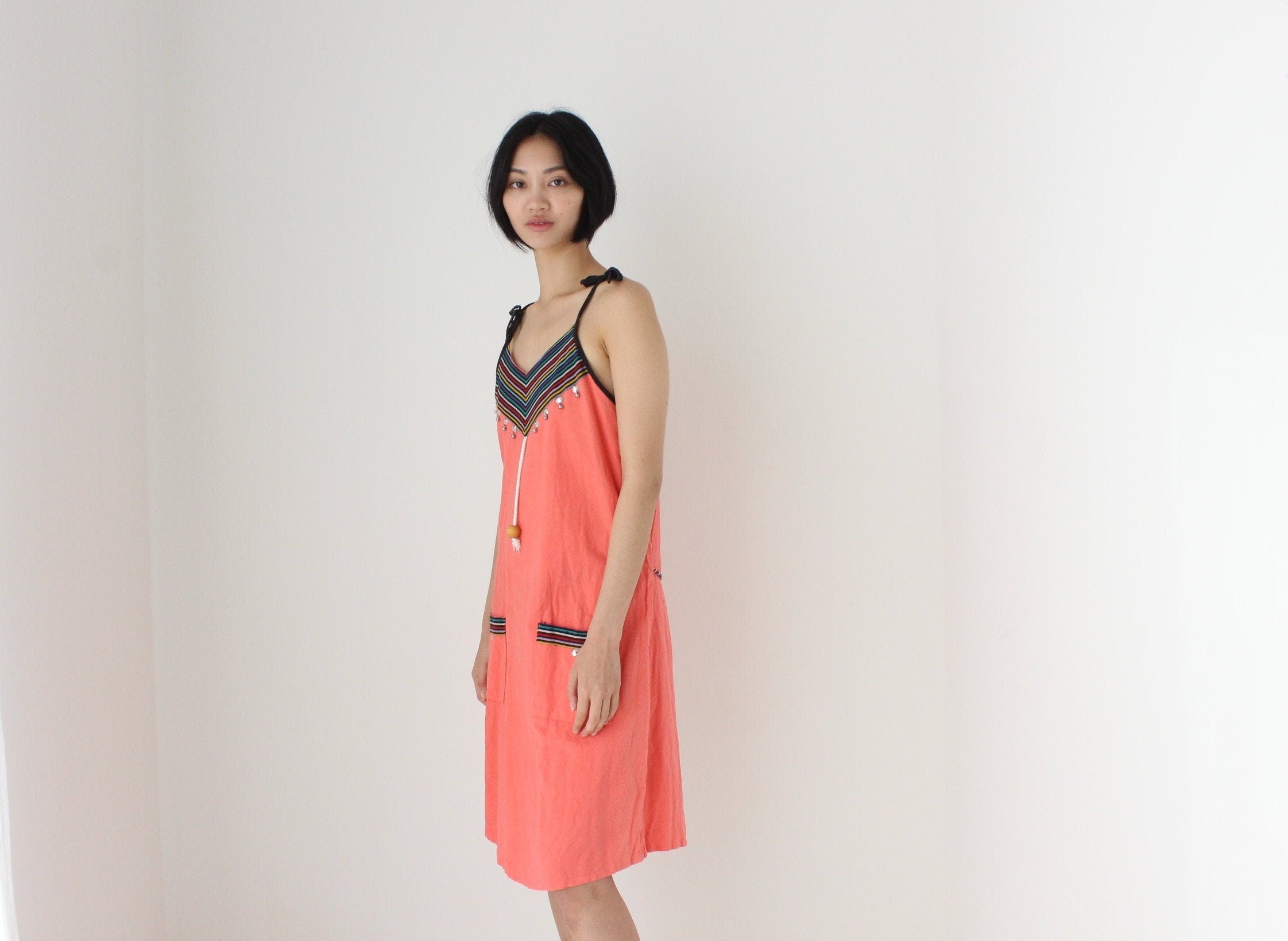 90s Thai Cotton Neon Bright Beach Smock