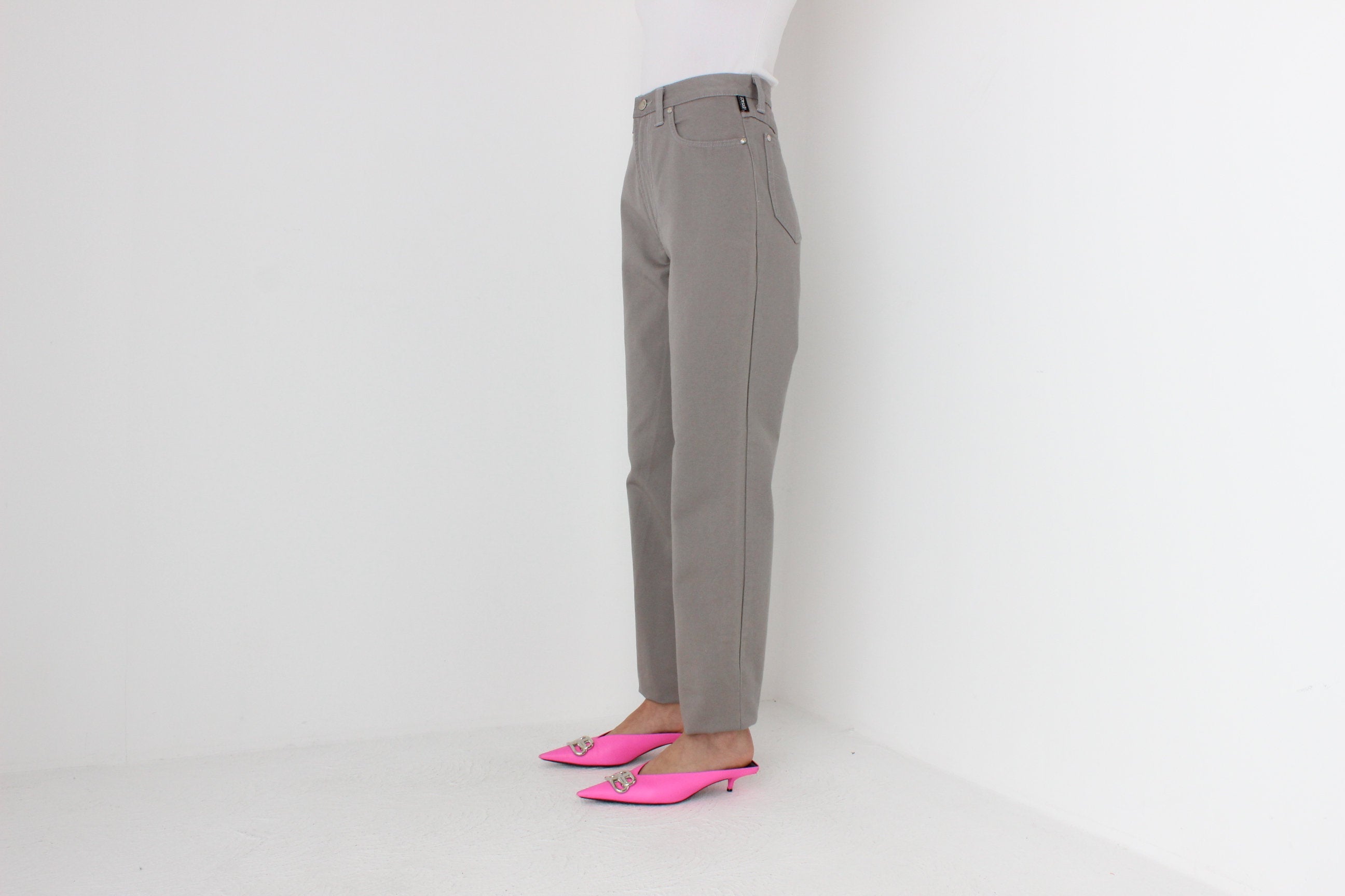 90s VERSACE Neutral Grey Jeans w/ Medusa Badge