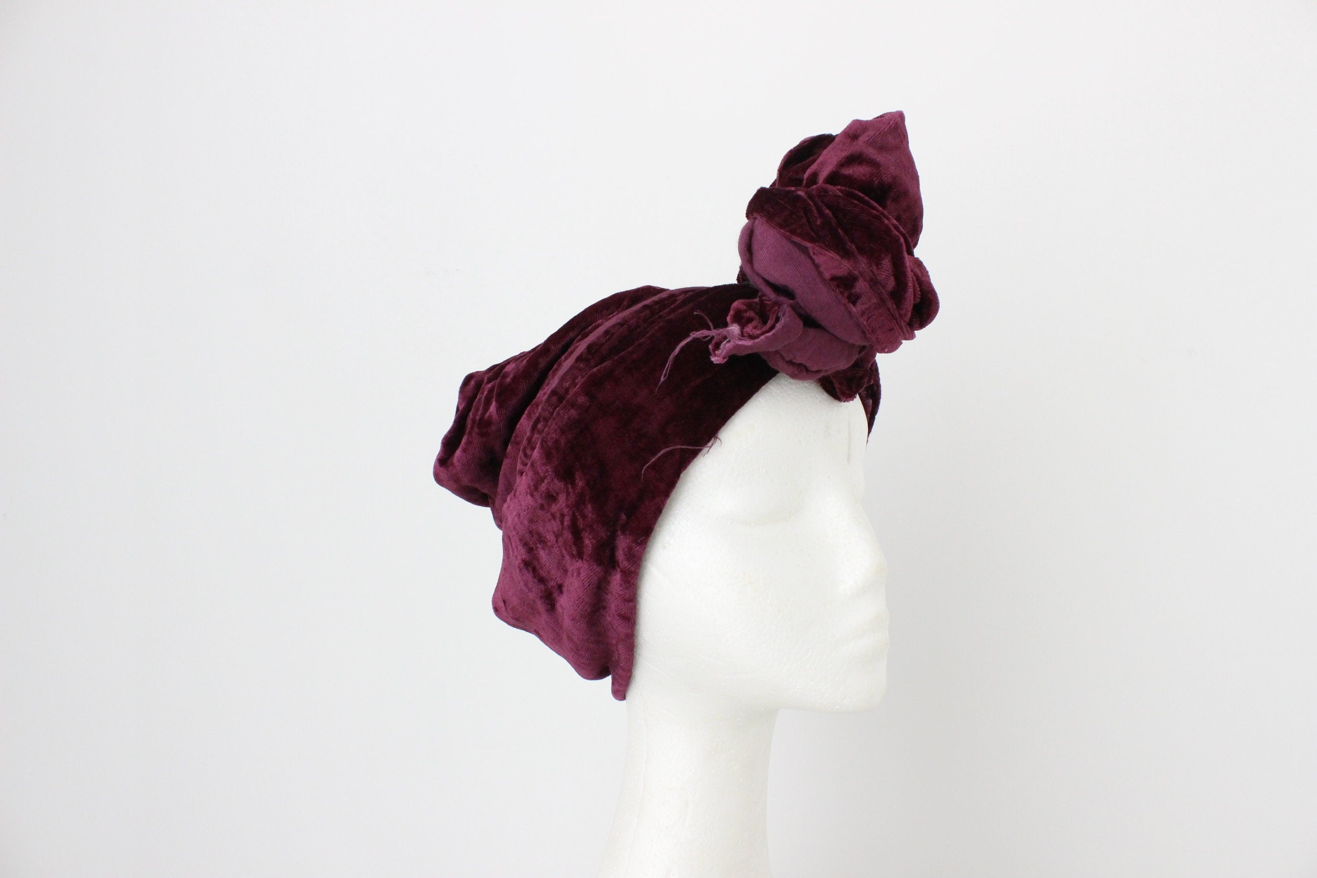 90s Crushed Rayon Velvet Versatile Circular Scarf / Head Wrap