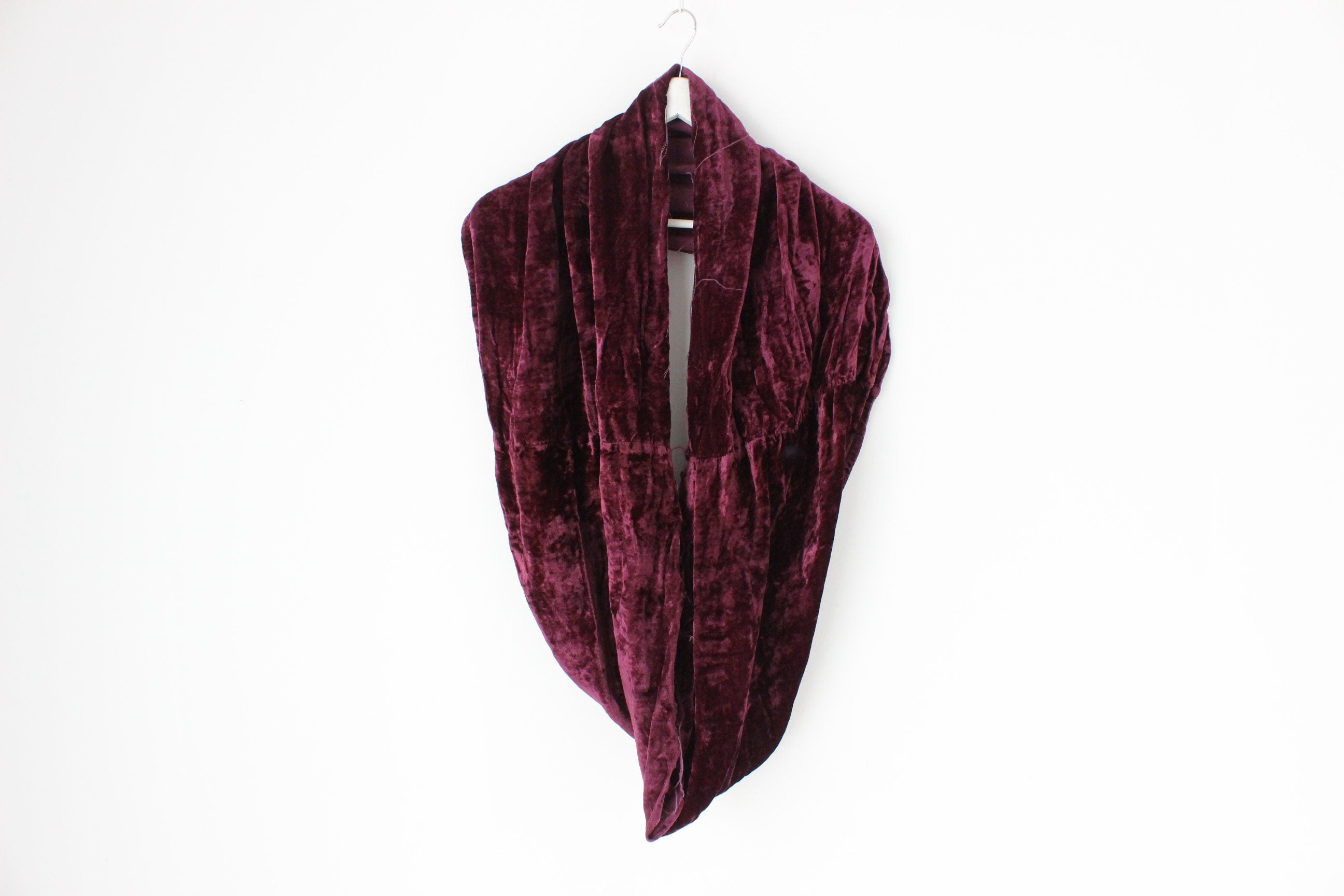 90s Crushed Rayon Velvet Versatile Circular Scarf / Head Wrap