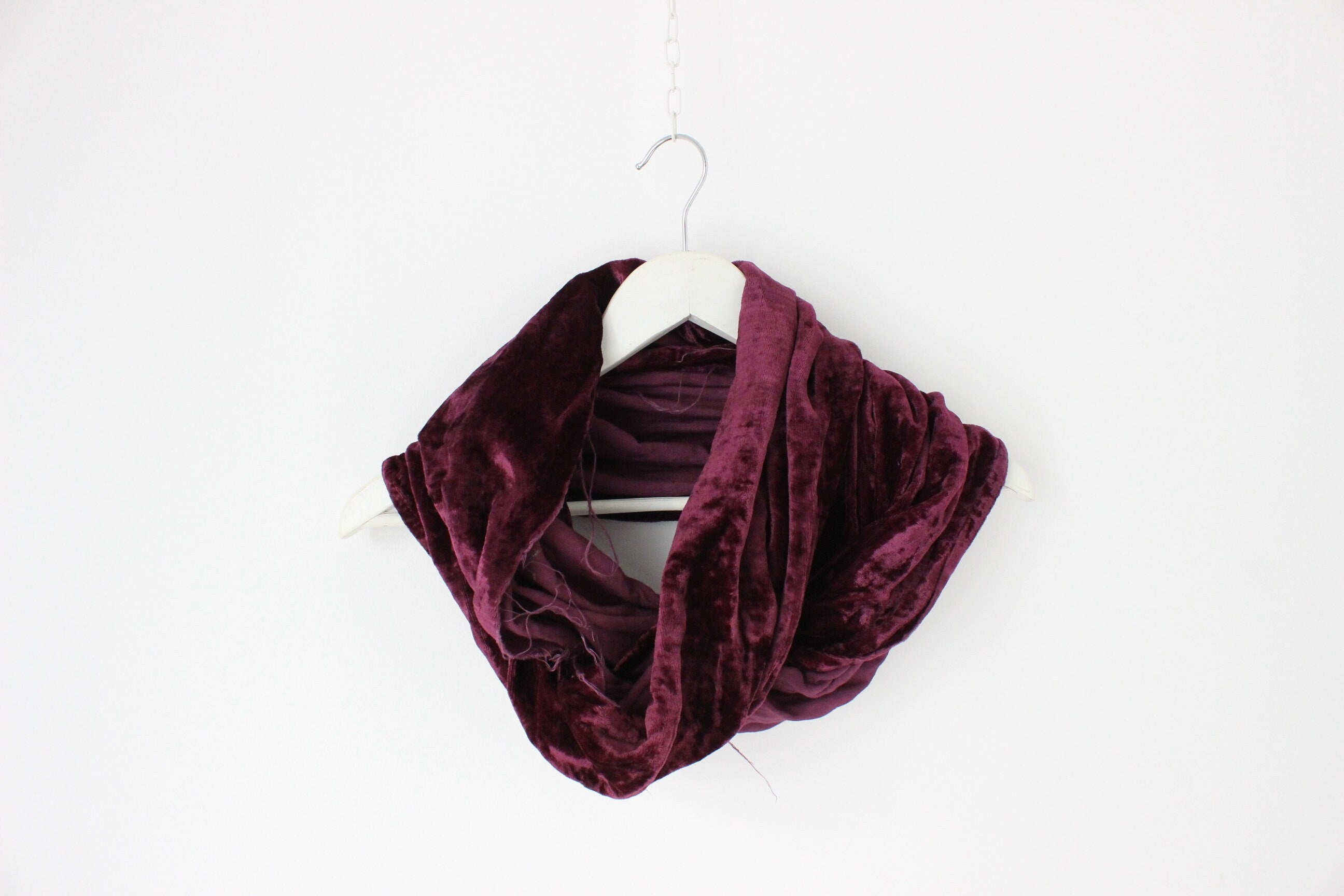 90s Crushed Rayon Velvet Versatile Circular Scarf / Head Wrap