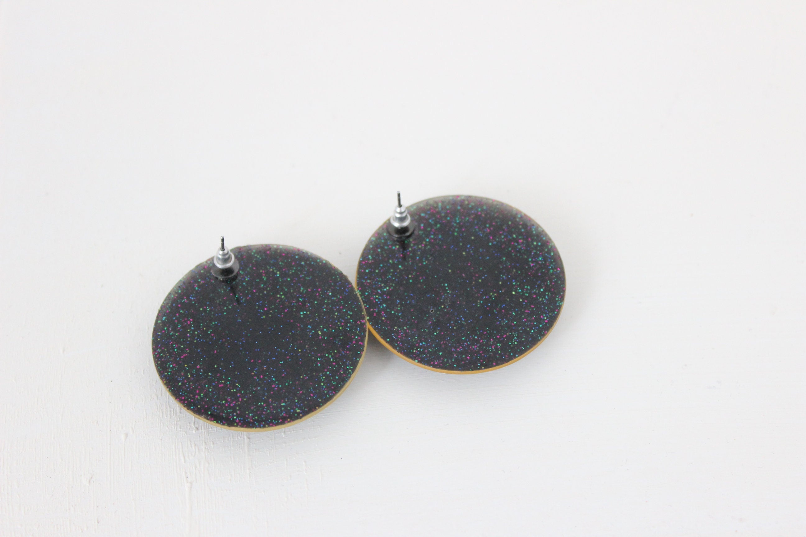 Funky Glitter Oversized Circle Earrings