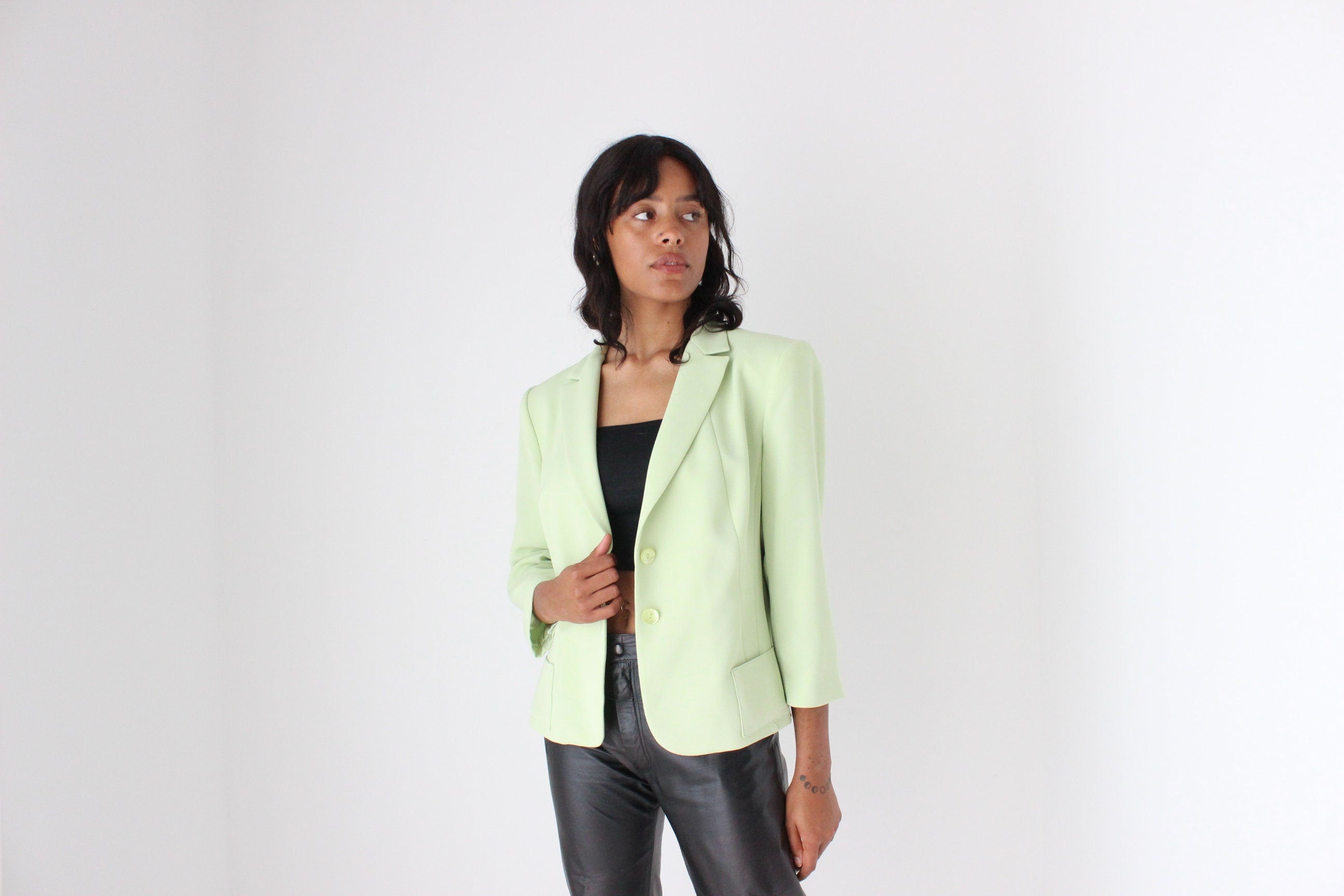 80s Cropped Lime Boxy Blazer