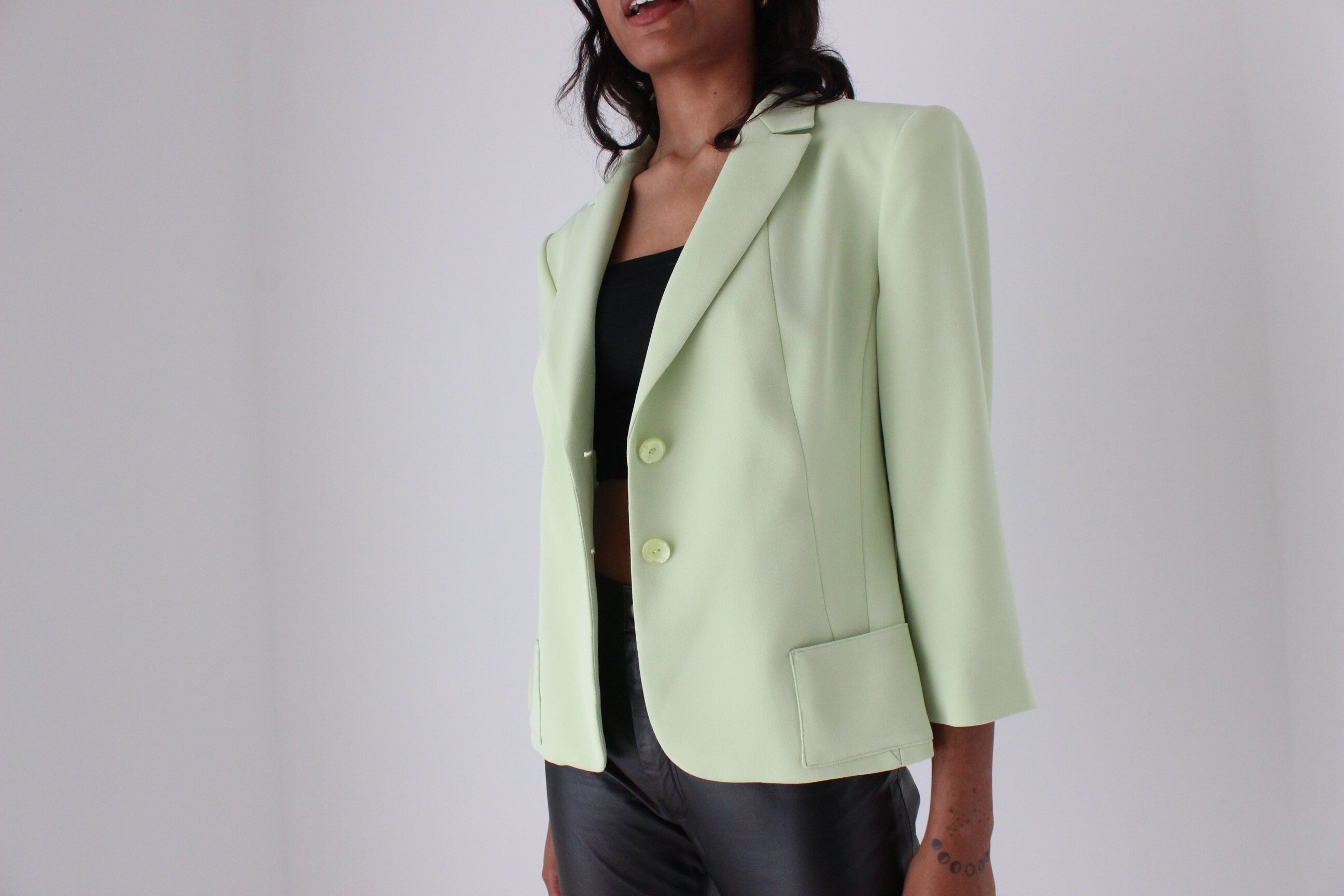 80s Cropped Lime Boxy Blazer