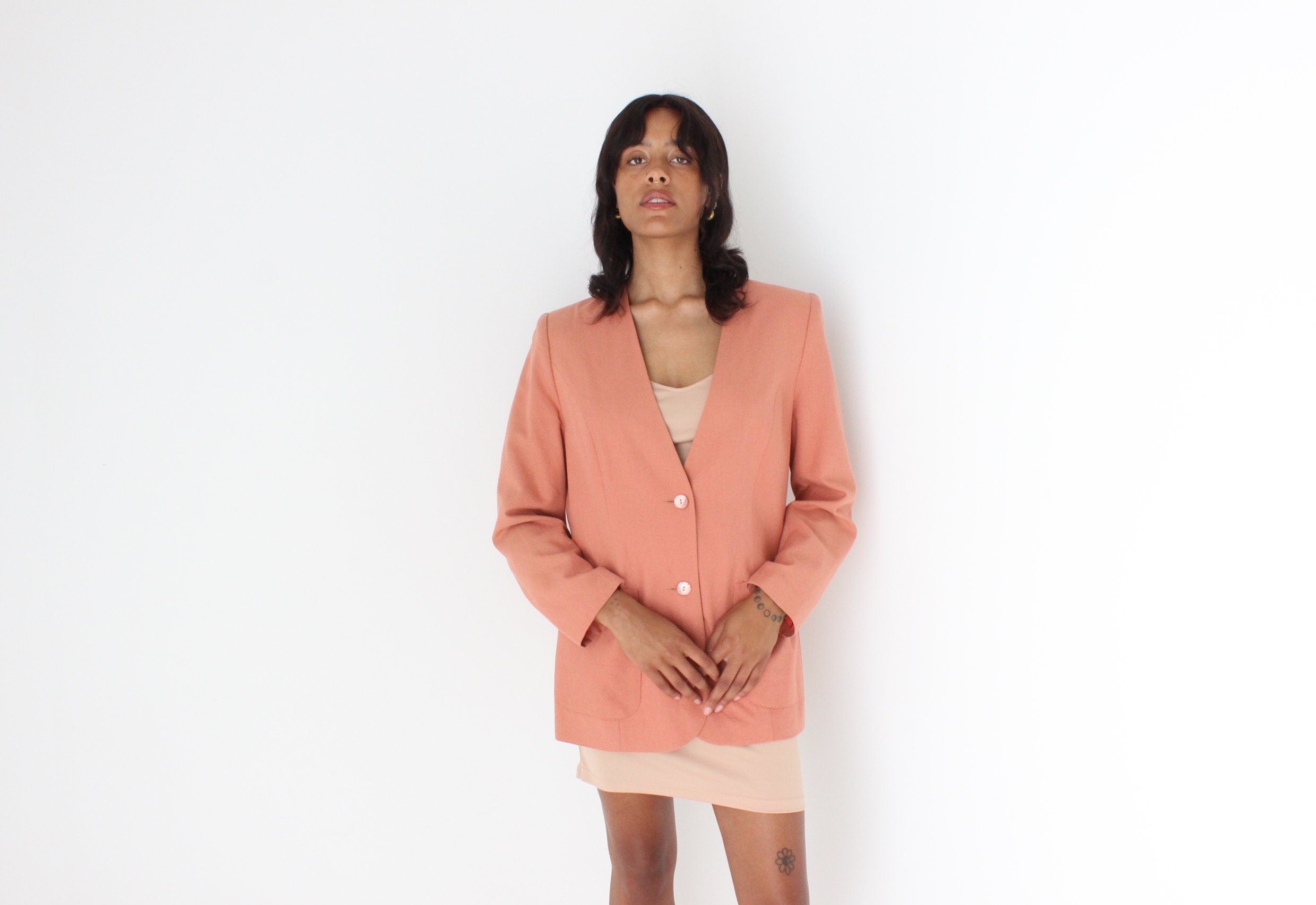 80s {Raw Silk} Woven Boxy Blazer Dress