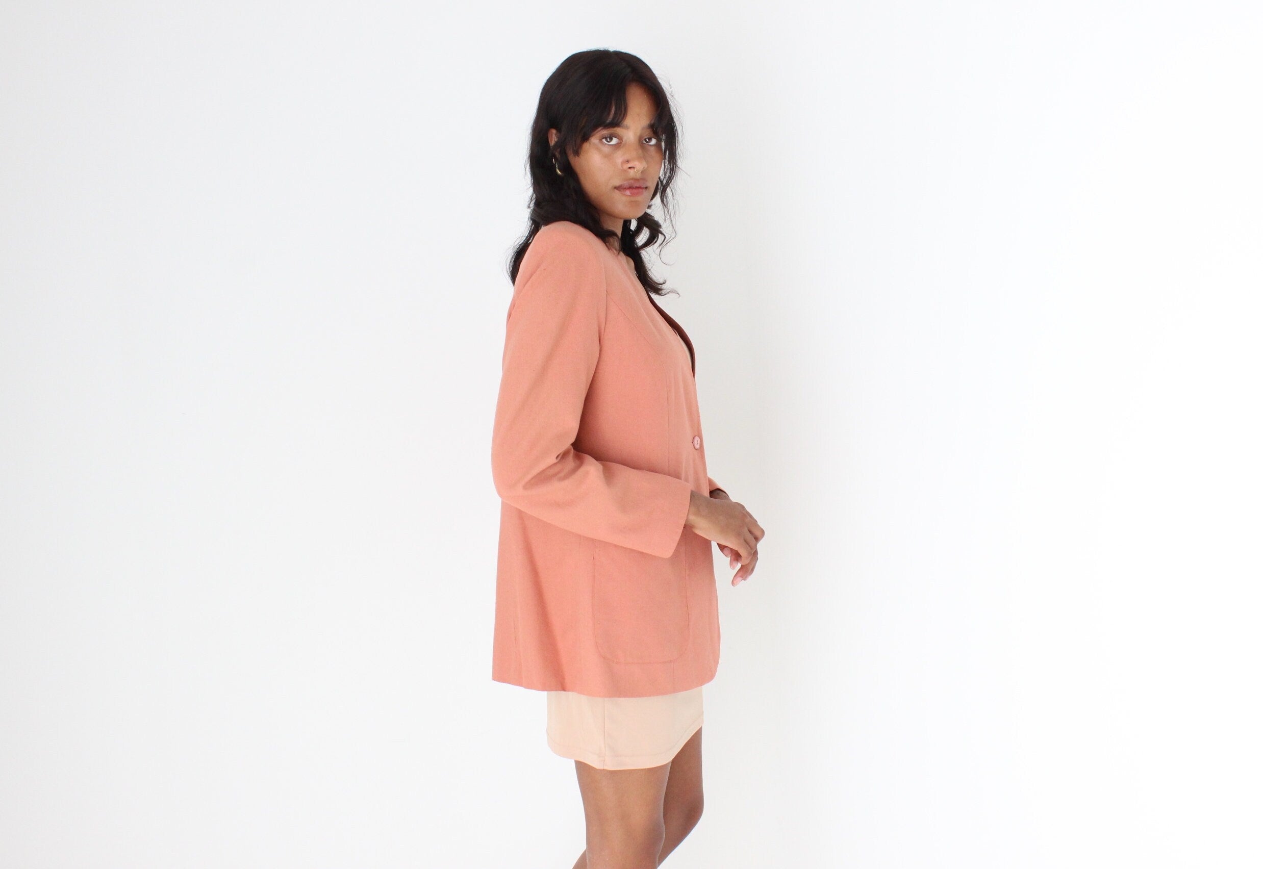 80s {Raw Silk} Woven Boxy Blazer Dress