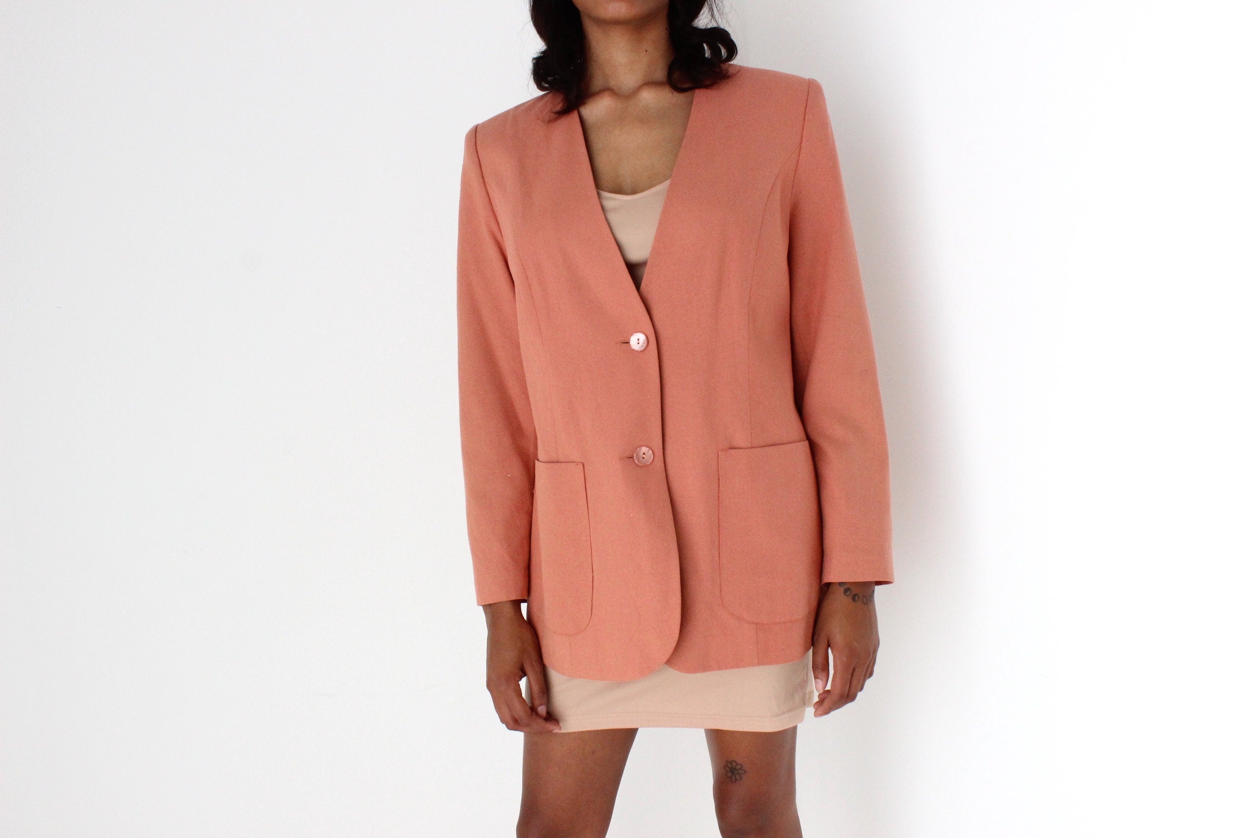 80s {Raw Silk} Woven Boxy Blazer Dress