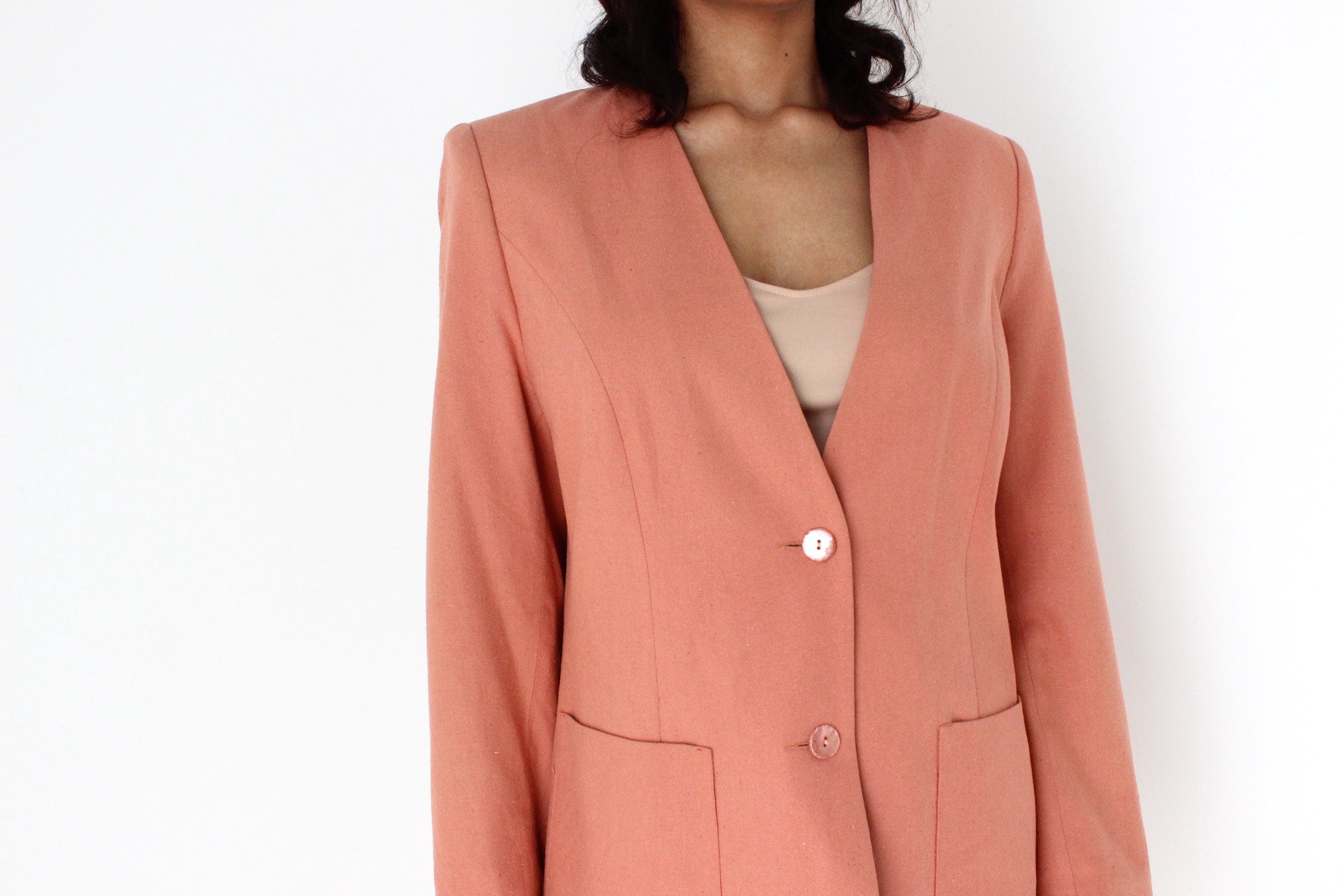 80s {Raw Silk} Woven Boxy Blazer Dress