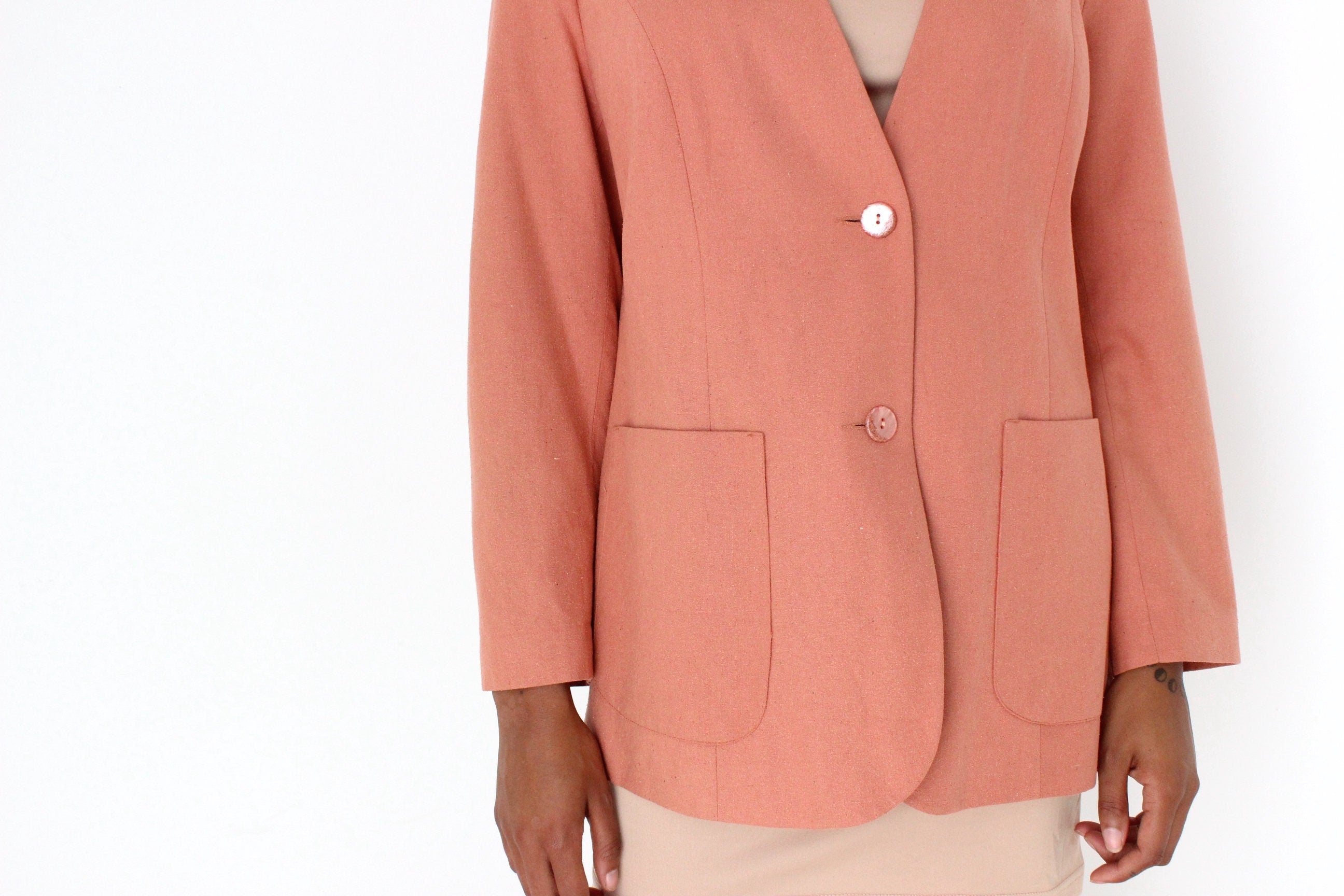 80s {Raw Silk} Woven Boxy Blazer Dress