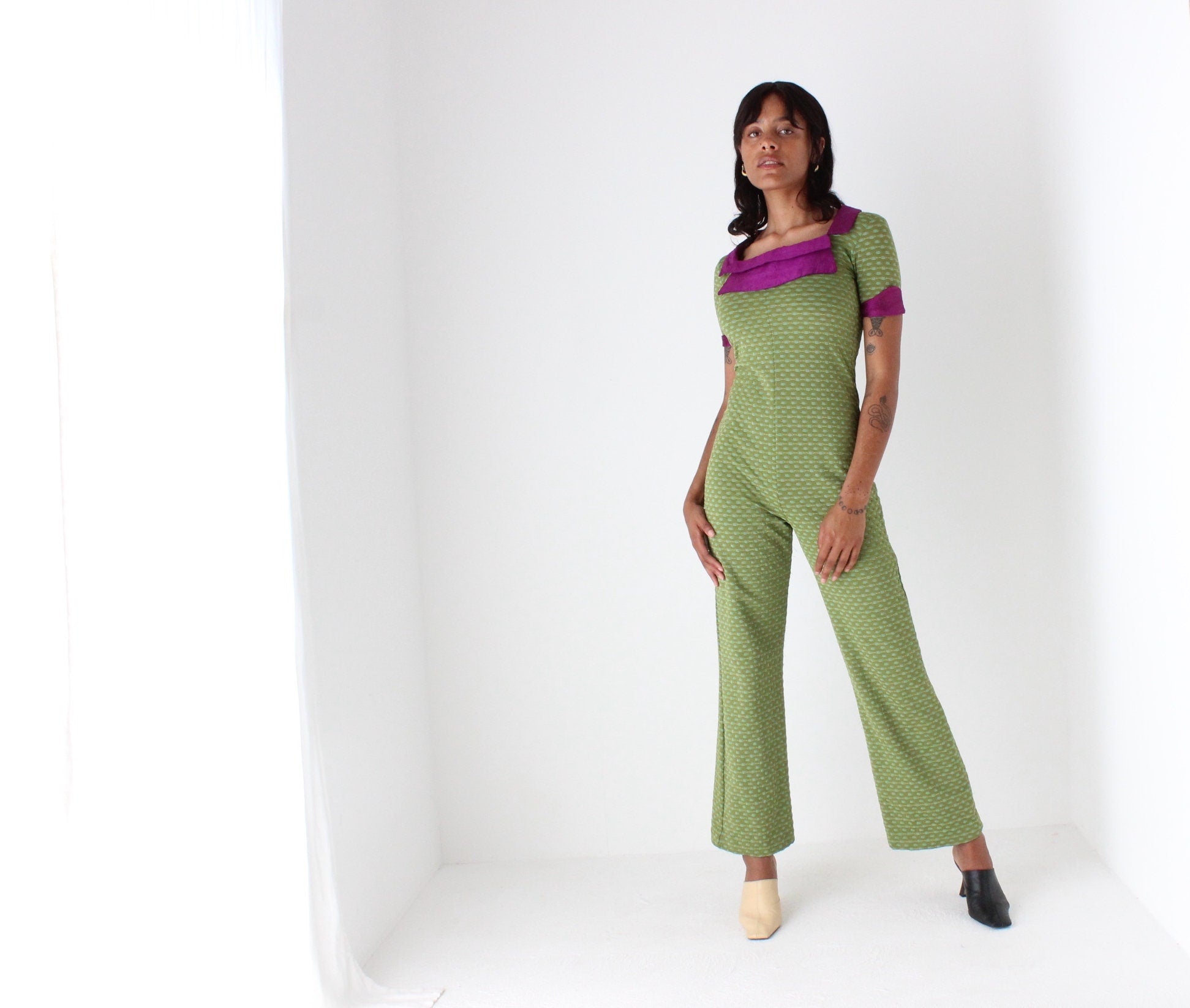 Stunning 70s Sexy Stretch Fitted Disco Jumpsuit