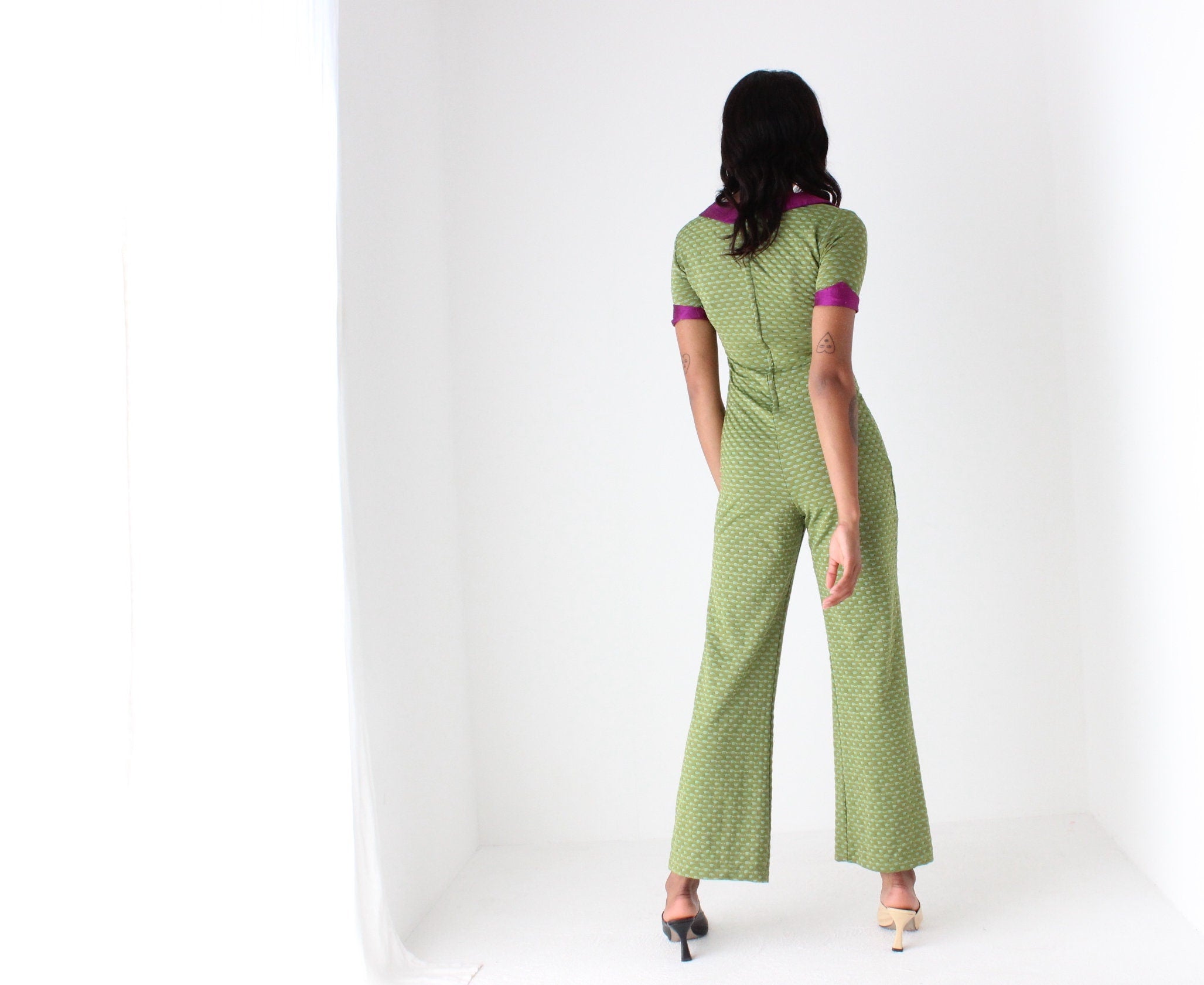 Stunning 70s Sexy Stretch Fitted Disco Jumpsuit