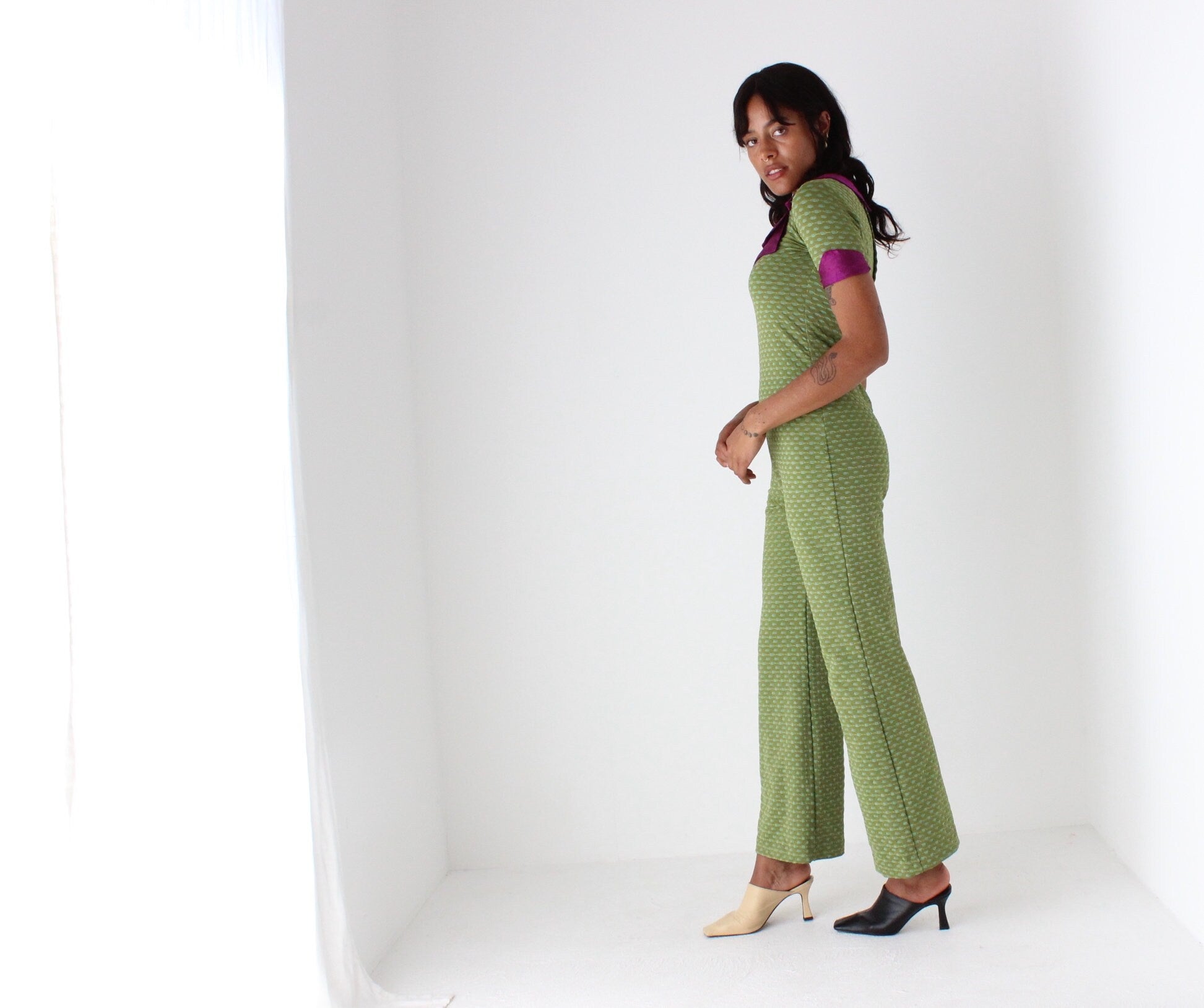 Stunning 70s Sexy Stretch Fitted Disco Jumpsuit