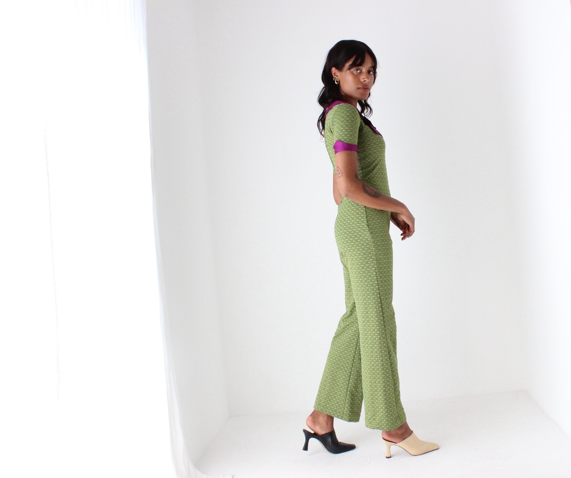 Stunning 70s Sexy Stretch Fitted Disco Jumpsuit