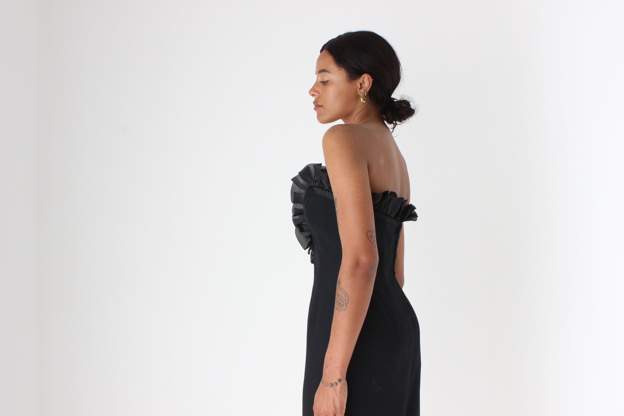 90s Alberta Ferretti Sculptural Organza Ruffle Mini