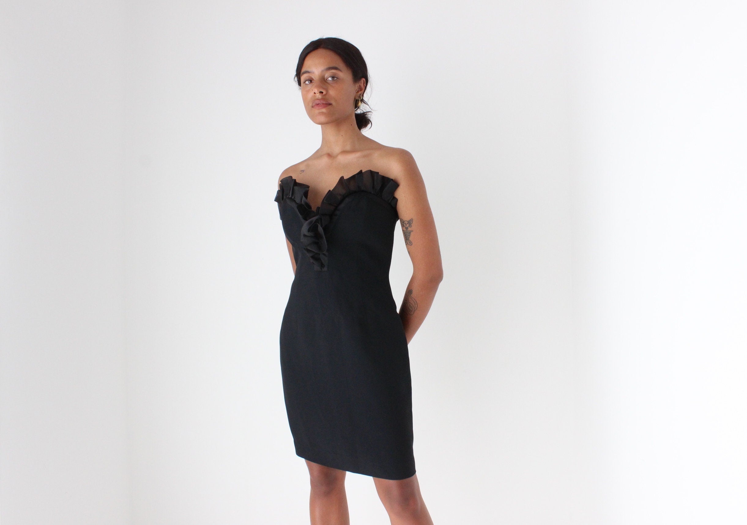 90s Alberta Ferretti Sculptural Organza Ruffle Mini