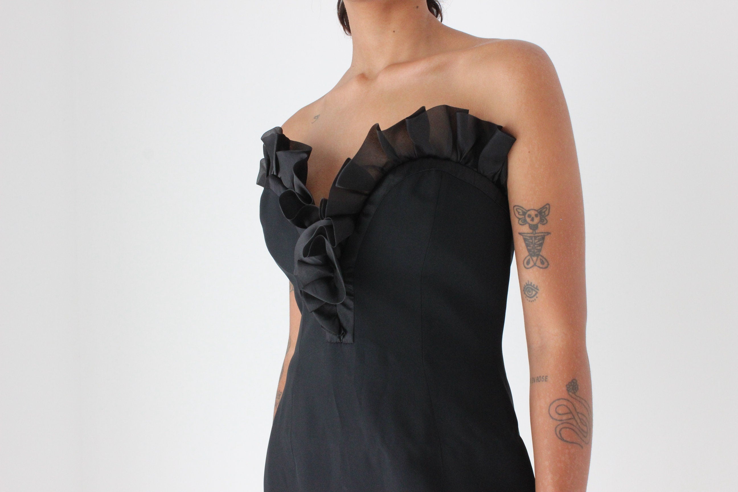 90s Alberta Ferretti Sculptural Organza Ruffle Mini
