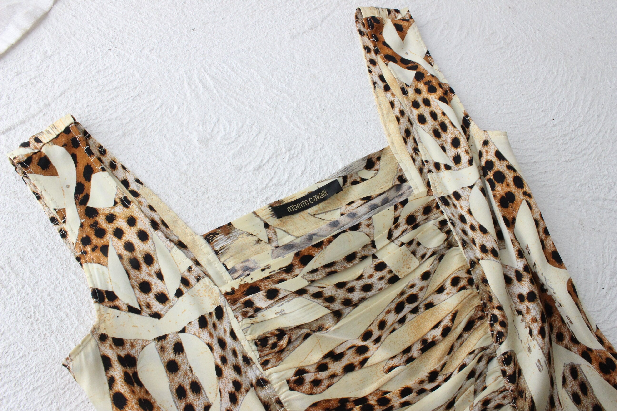 Y2K Roberto Cavalli Silk Leopard Ruched Mini