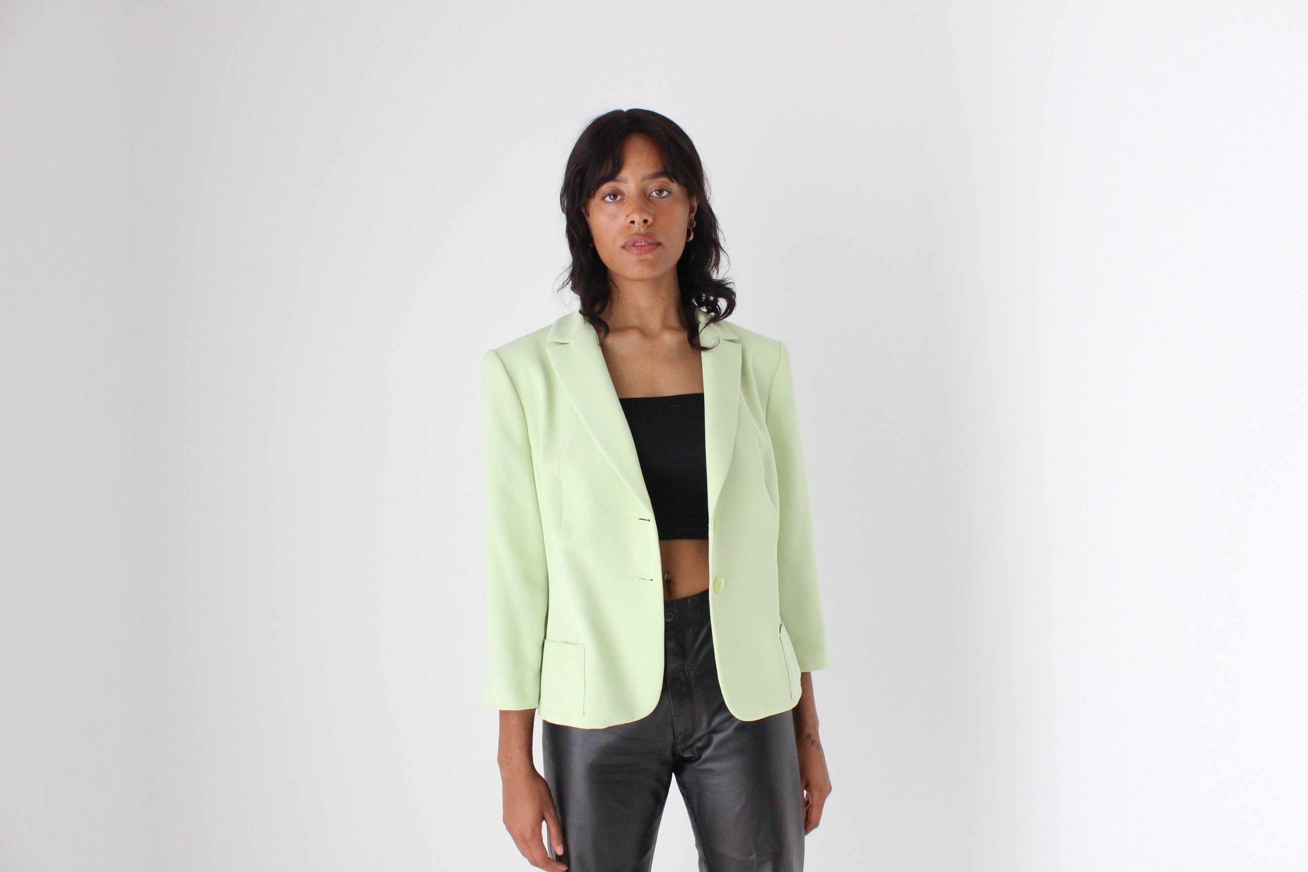 80s Cropped Lime Boxy Blazer