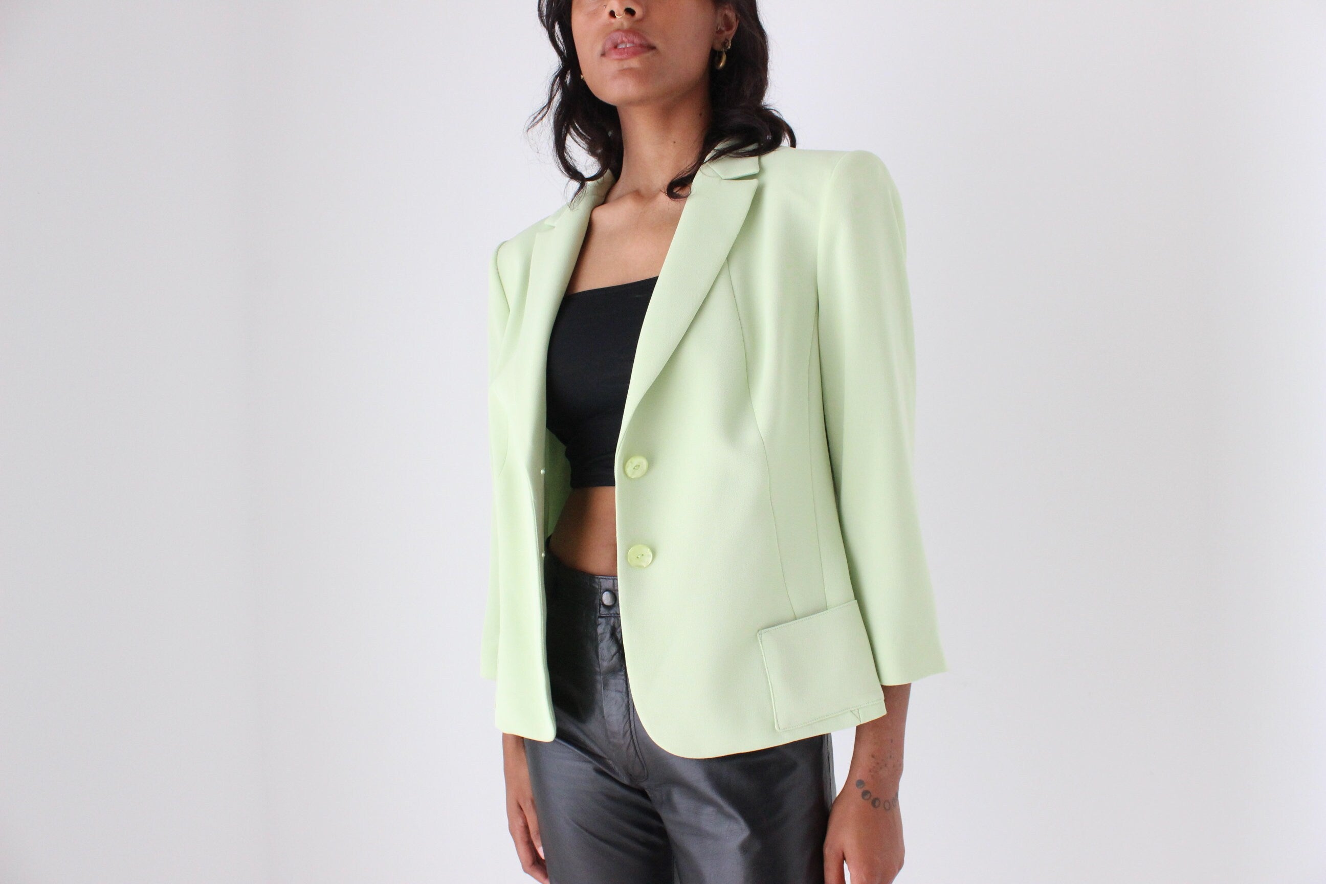 80s Cropped Lime Boxy Blazer