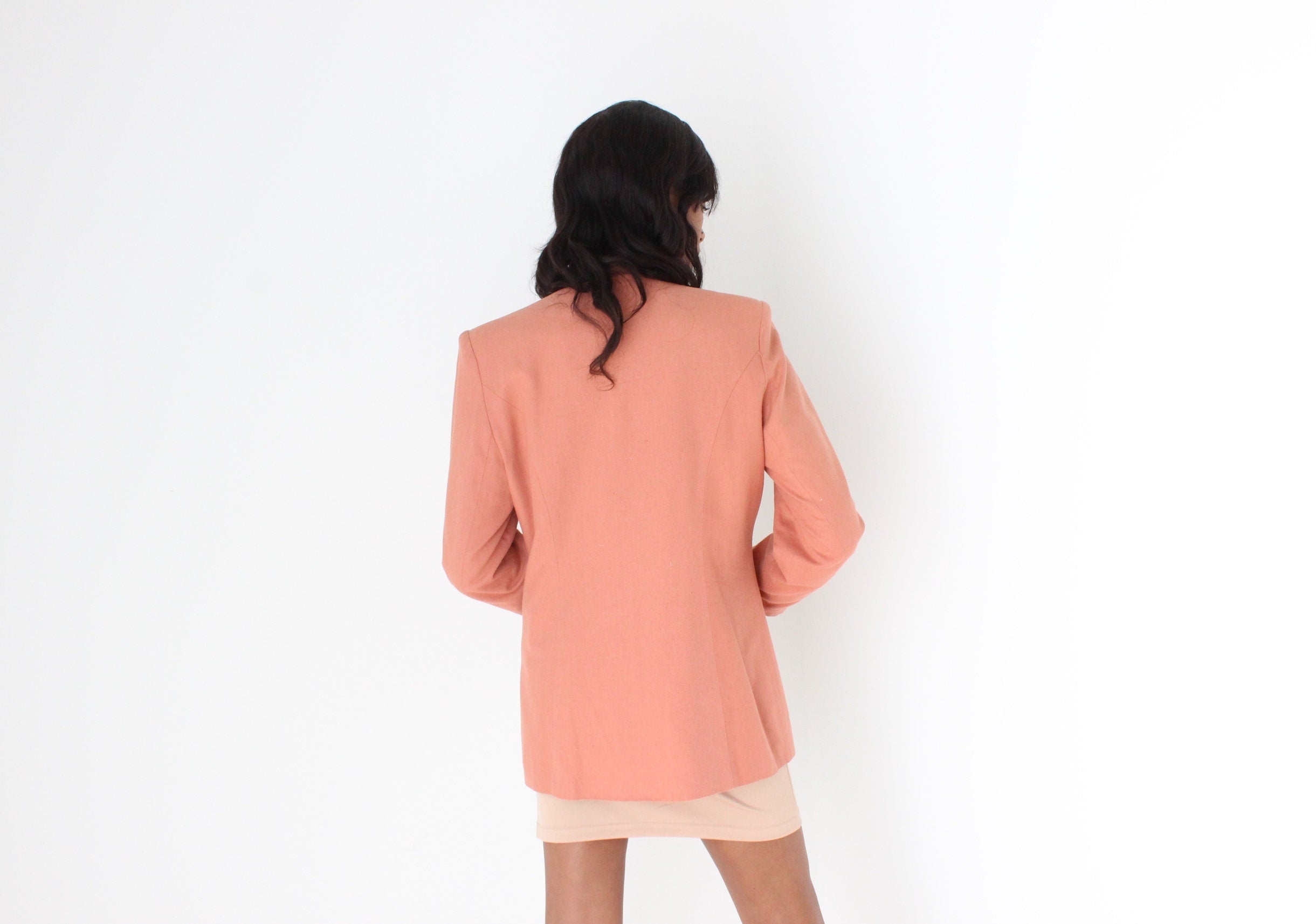 80s {Raw Silk} Woven Boxy Blazer Dress