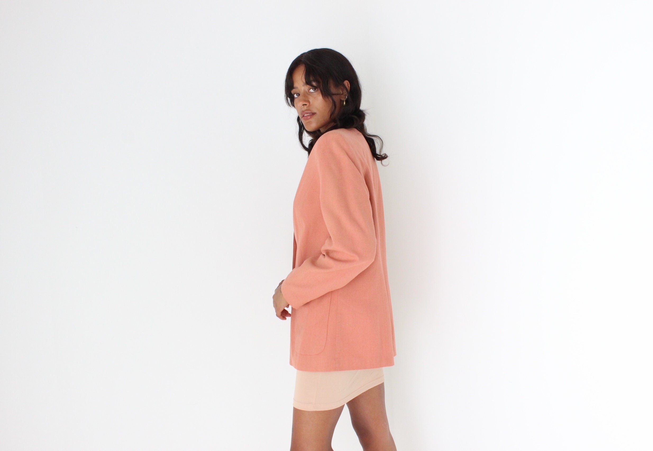 80s {Raw Silk} Woven Boxy Blazer Dress