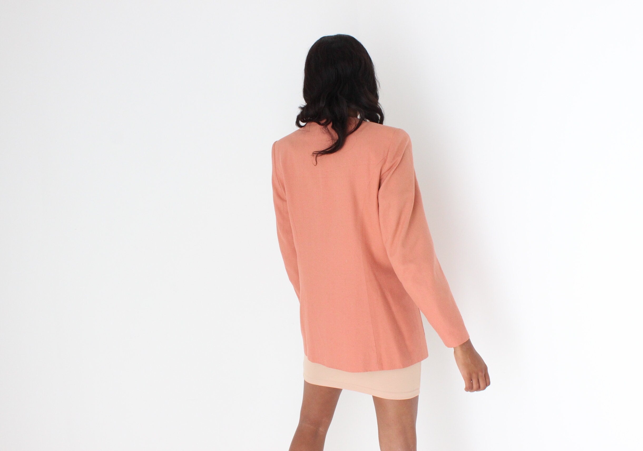 80s {Raw Silk} Woven Boxy Blazer Dress