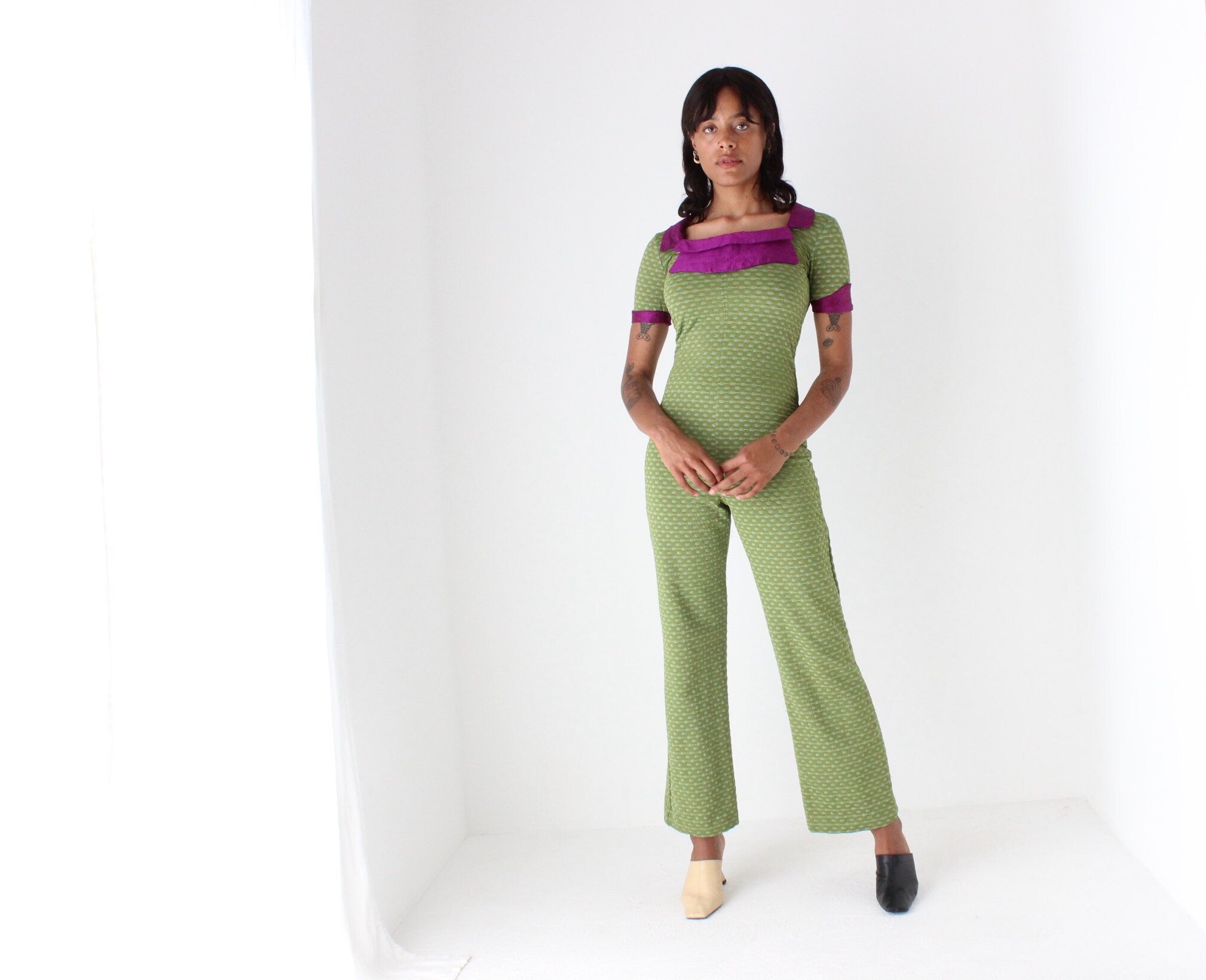 Stunning 70s Sexy Stretch Fitted Disco Jumpsuit