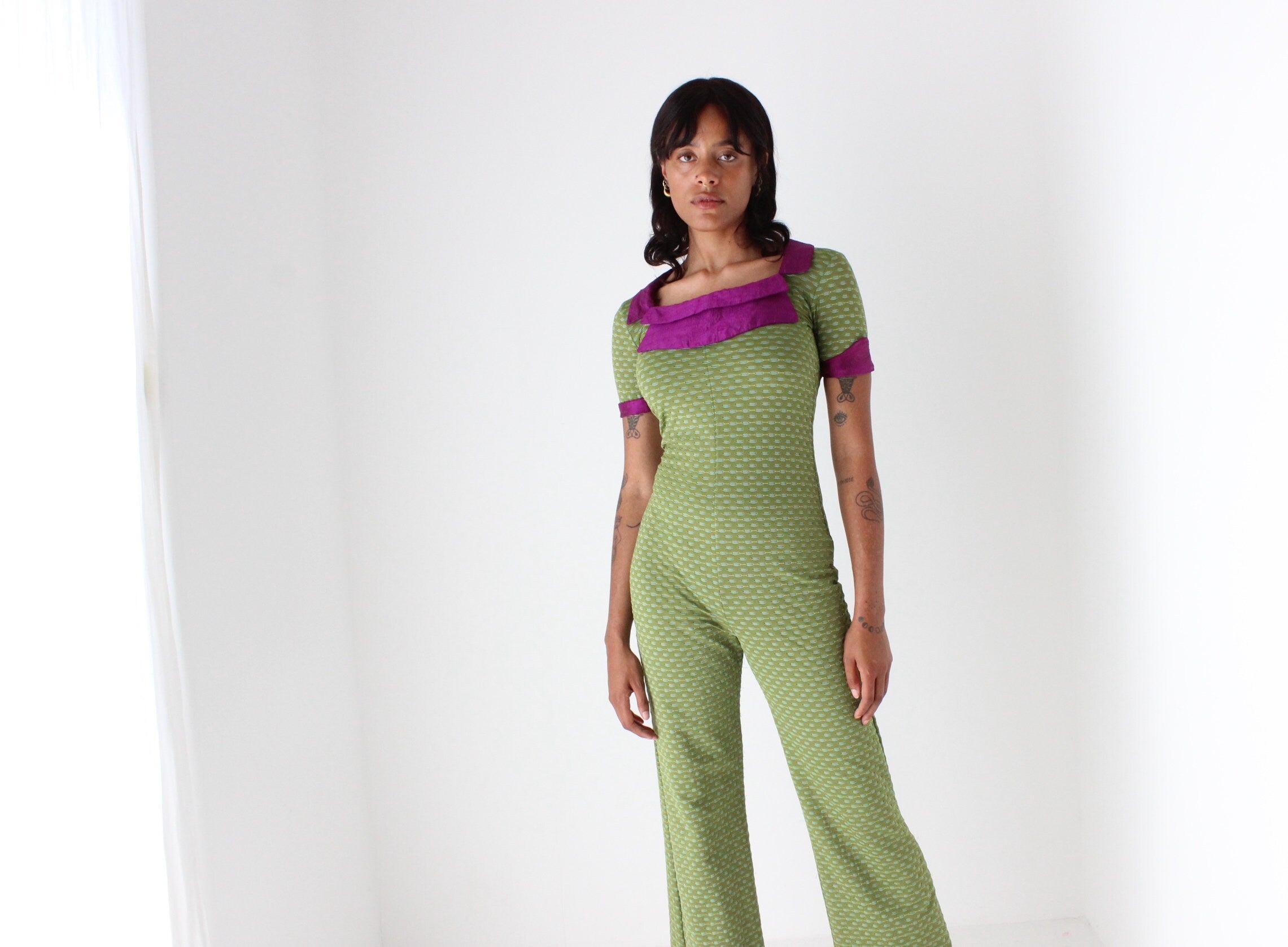 Stunning 70s Sexy Stretch Fitted Disco Jumpsuit