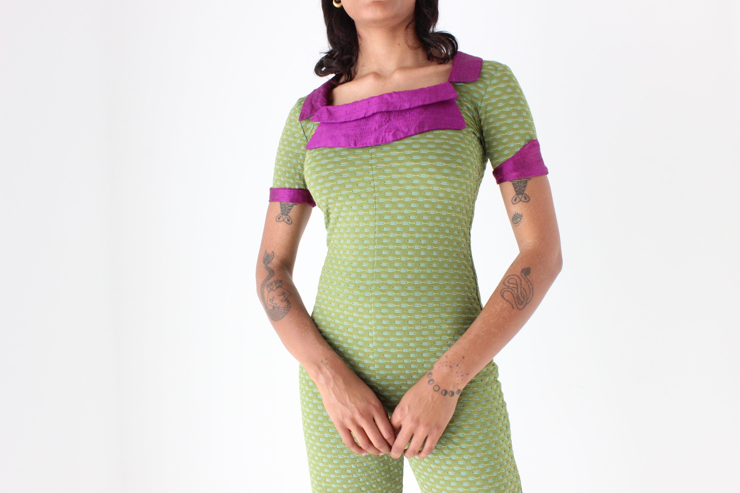 Stunning 70s Sexy Stretch Fitted Disco Jumpsuit