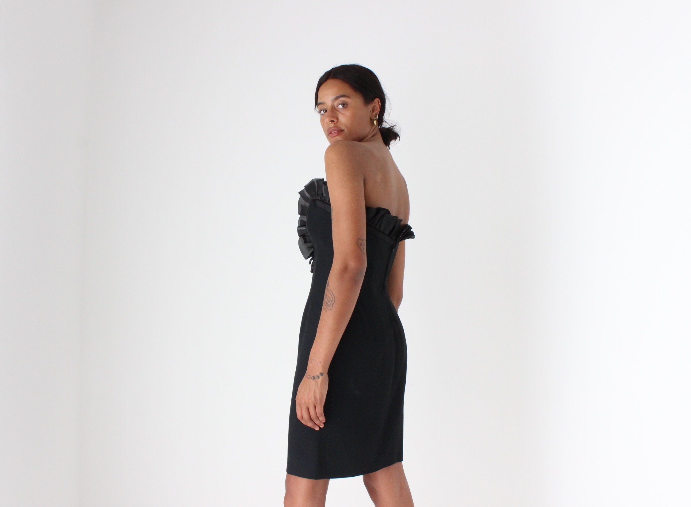 90s Alberta Ferretti Sculptural Organza Ruffle Mini