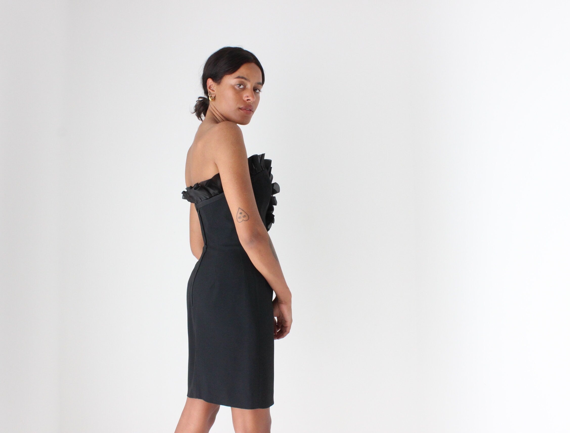 90s Alberta Ferretti Sculptural Organza Ruffle Mini