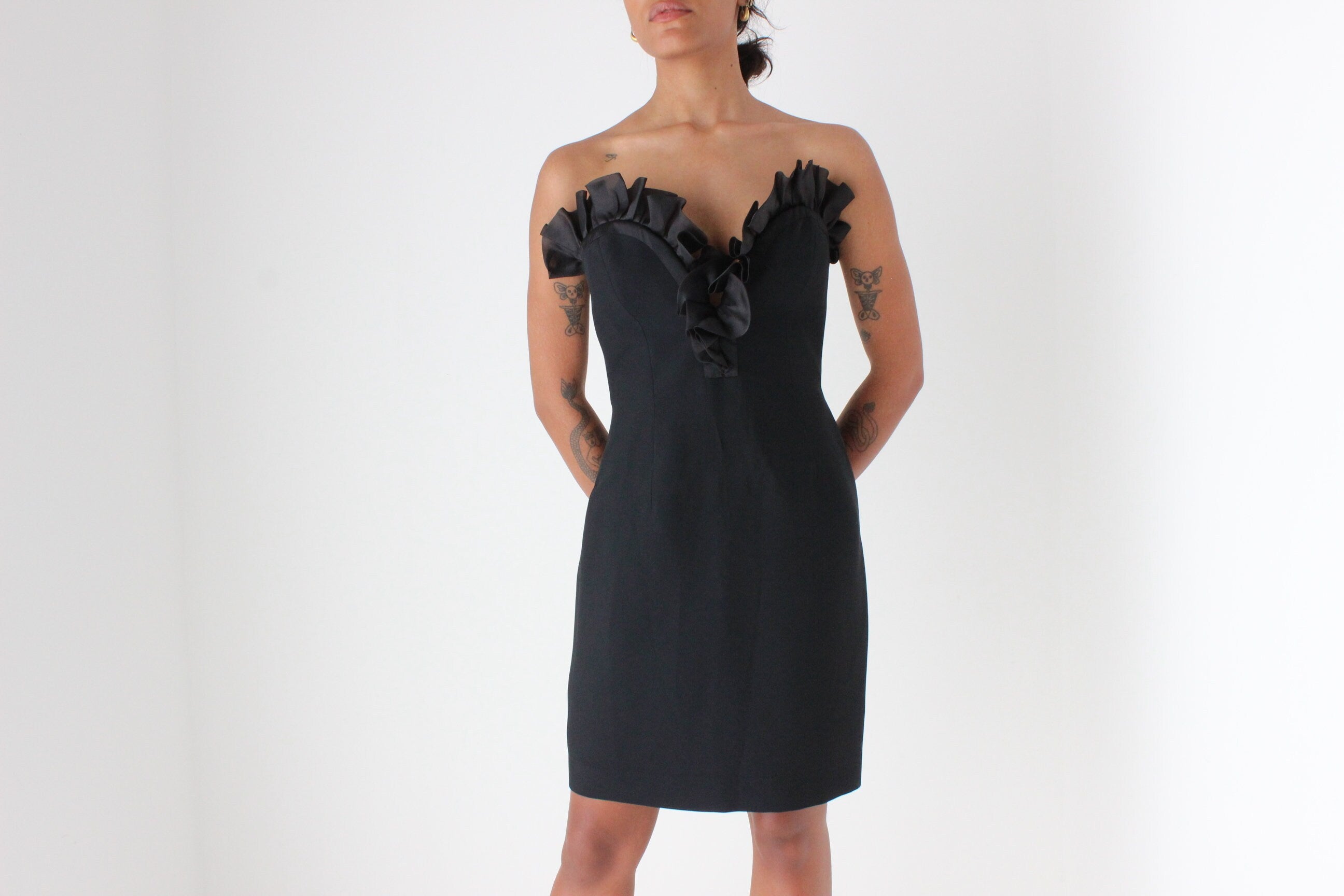 90s Alberta Ferretti Sculptural Organza Ruffle Mini