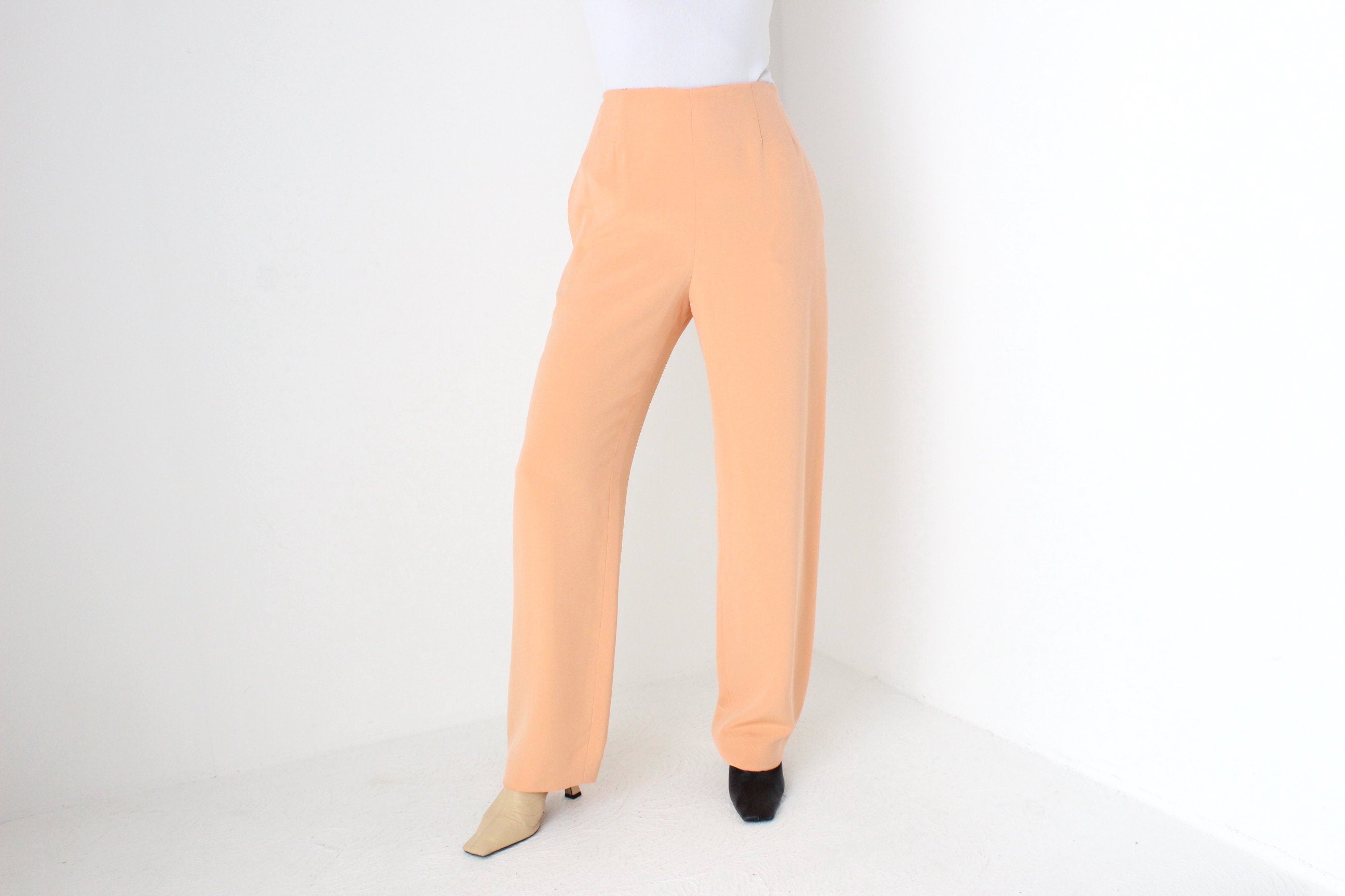 80s Bill Blass Pastel Peach ~ Pure Silk ~ Slacks