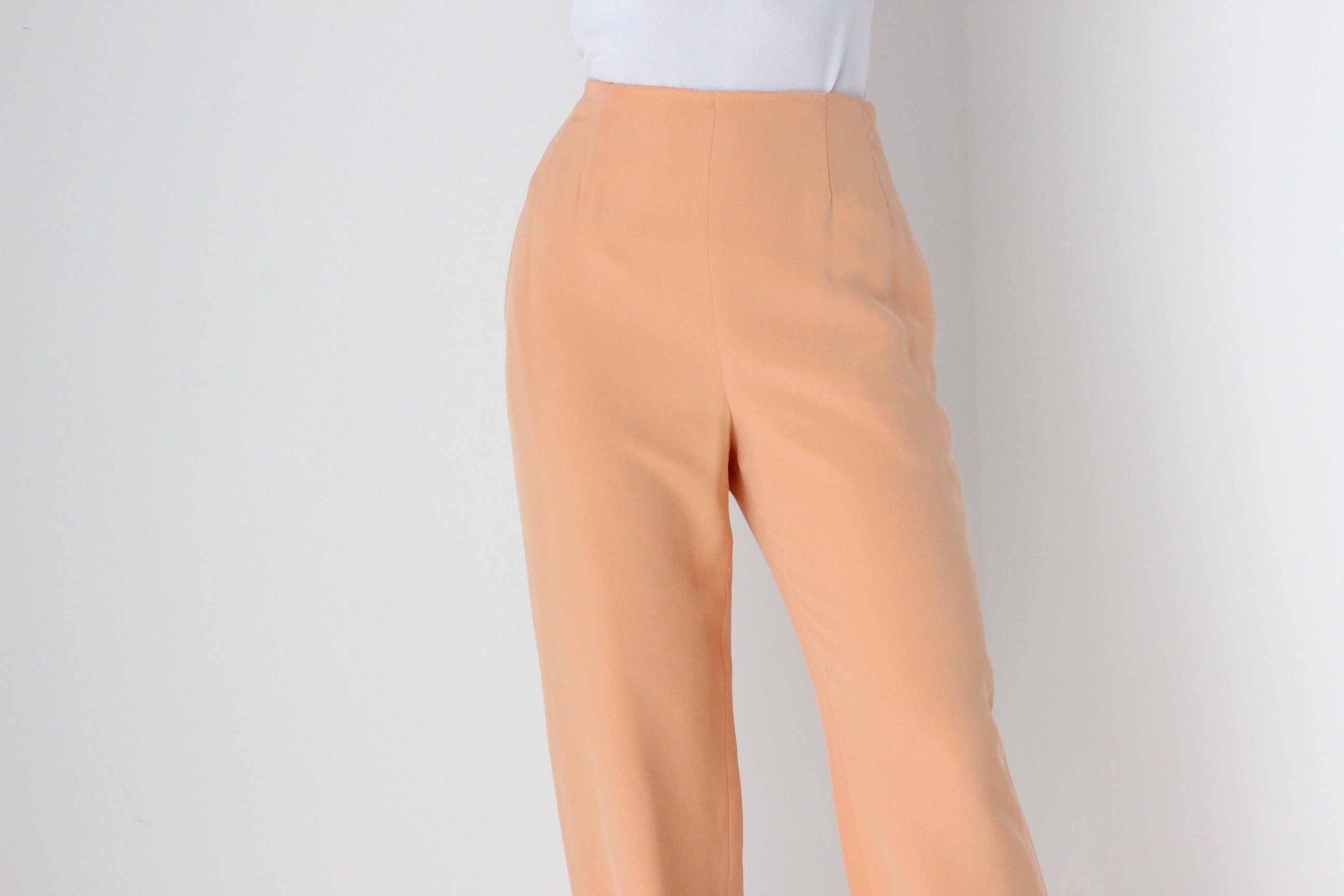 80s Bill Blass Pastel Peach ~ Pure Silk ~ Slacks