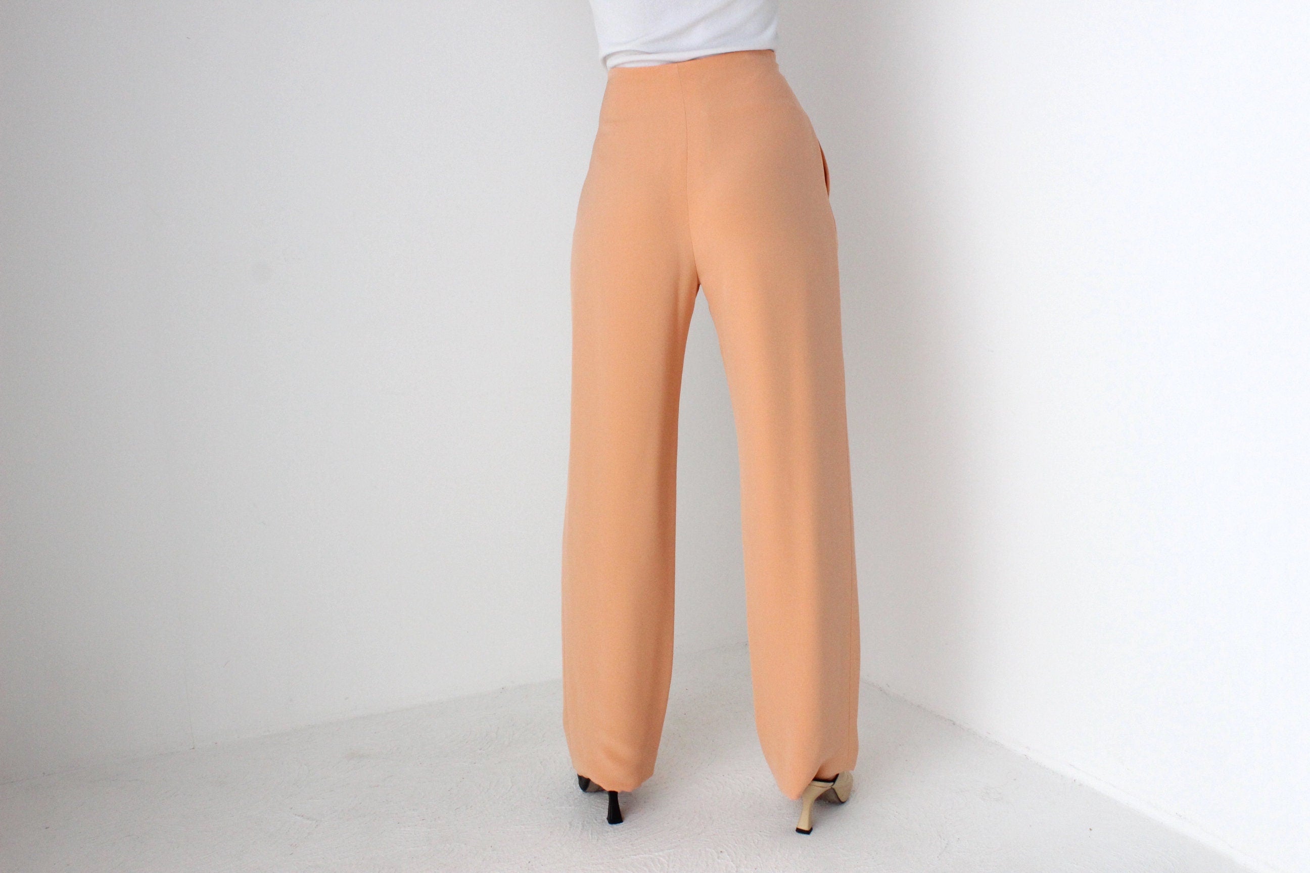80s Bill Blass Pastel Peach ~ Pure Silk ~ Slacks
