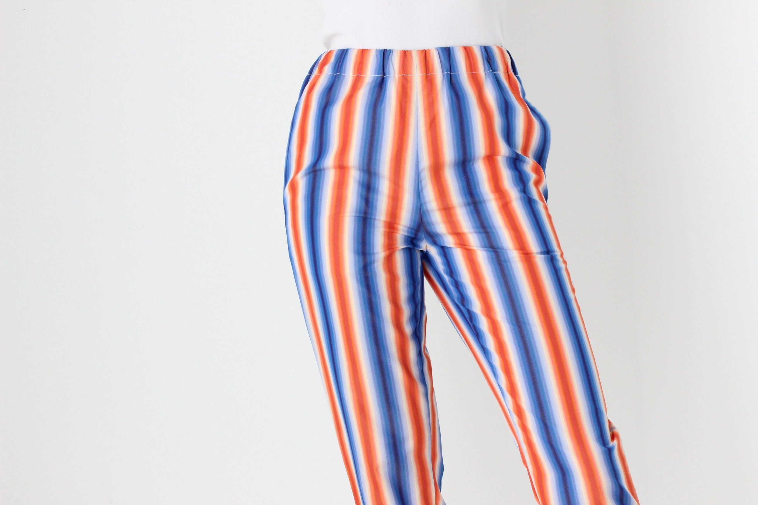 Y2K MARNI Bold Striped Cotton High Waist Cropped Capris