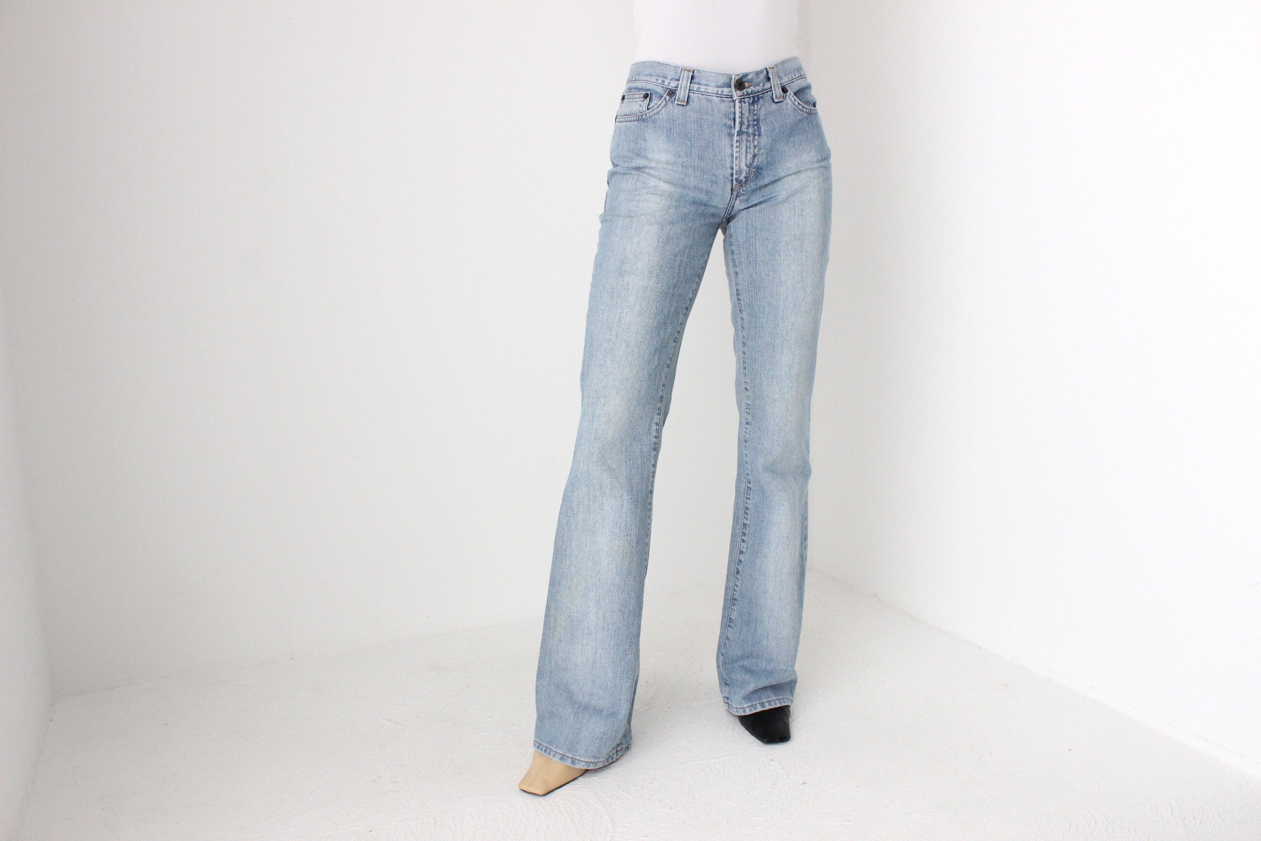 Dolce & Gabbana 2000s Lightwash Flared Jeans w/ Pocket Shadows