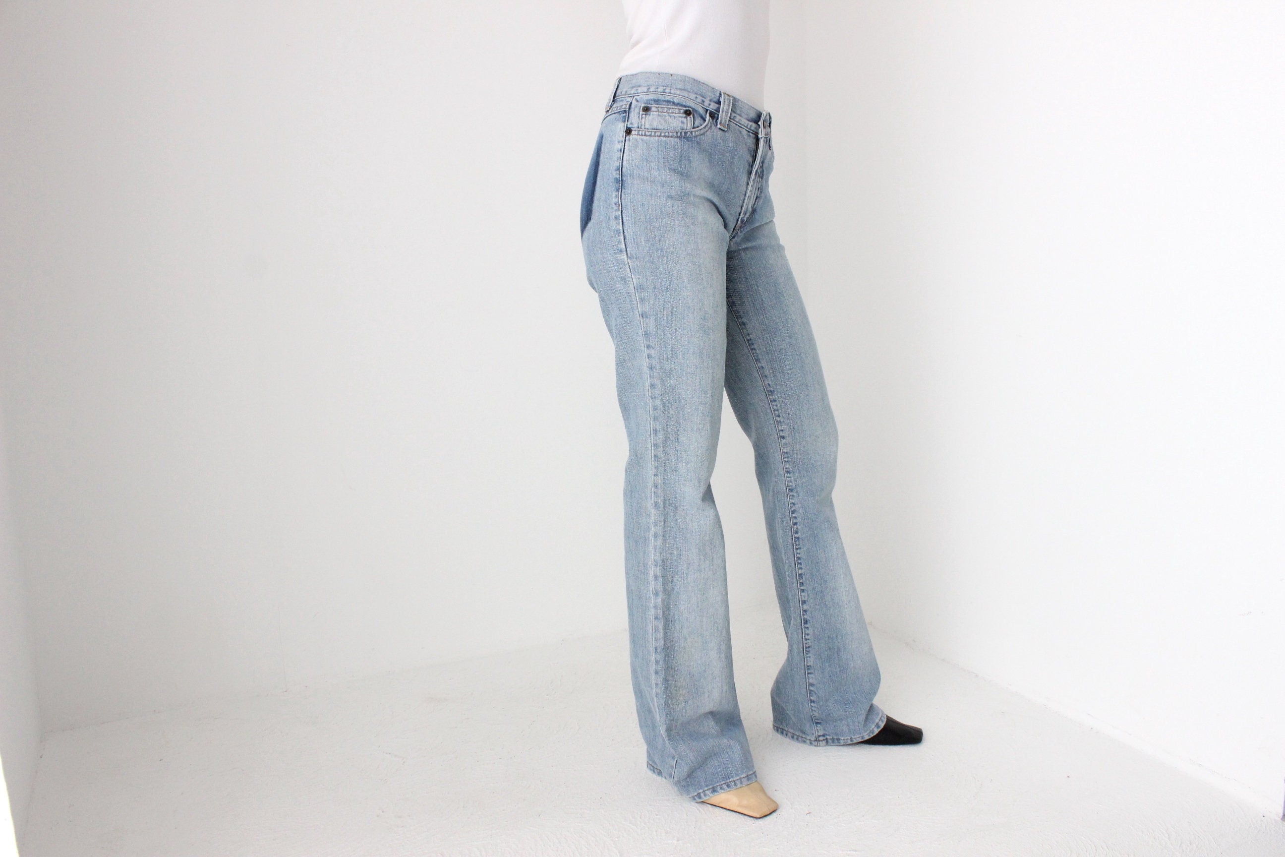 Dolce & Gabbana 2000s Lightwash Flared Jeans w/ Pocket Shadows