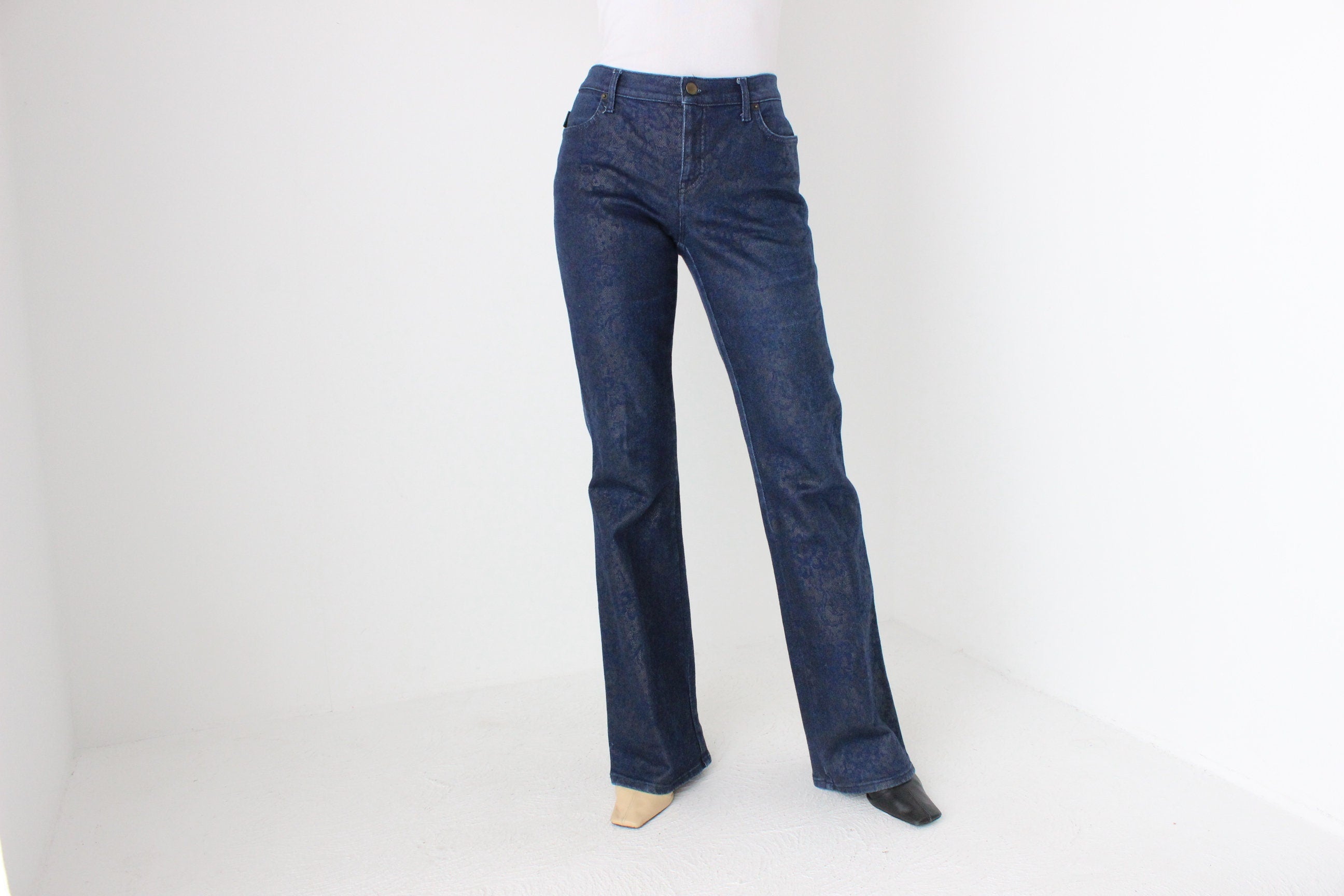Vintage Moschino "Lace Effect" Dark Denim Bootcut Jeans