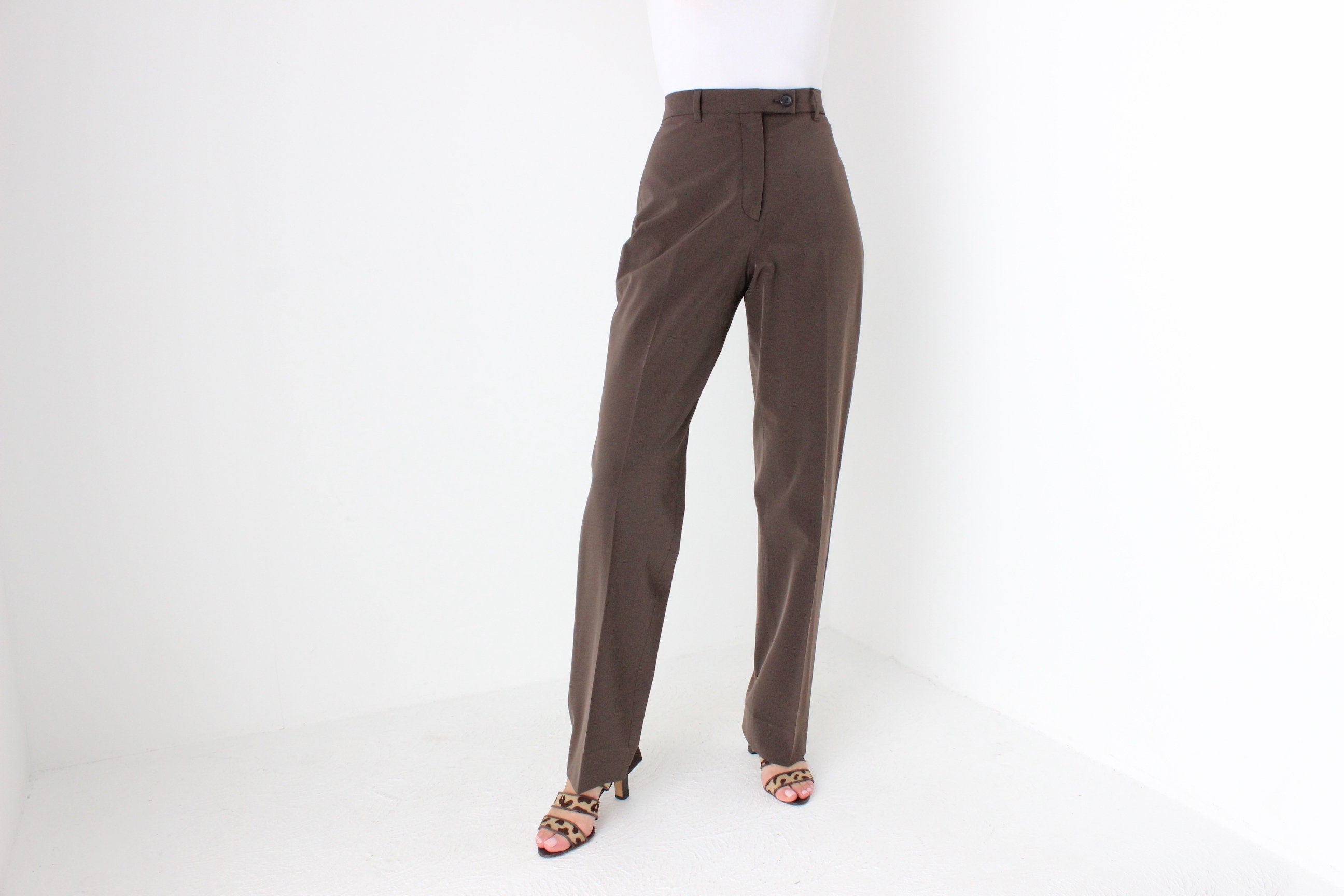 90s Vintage PRADA Chocolate Tailored High Waist Trousers