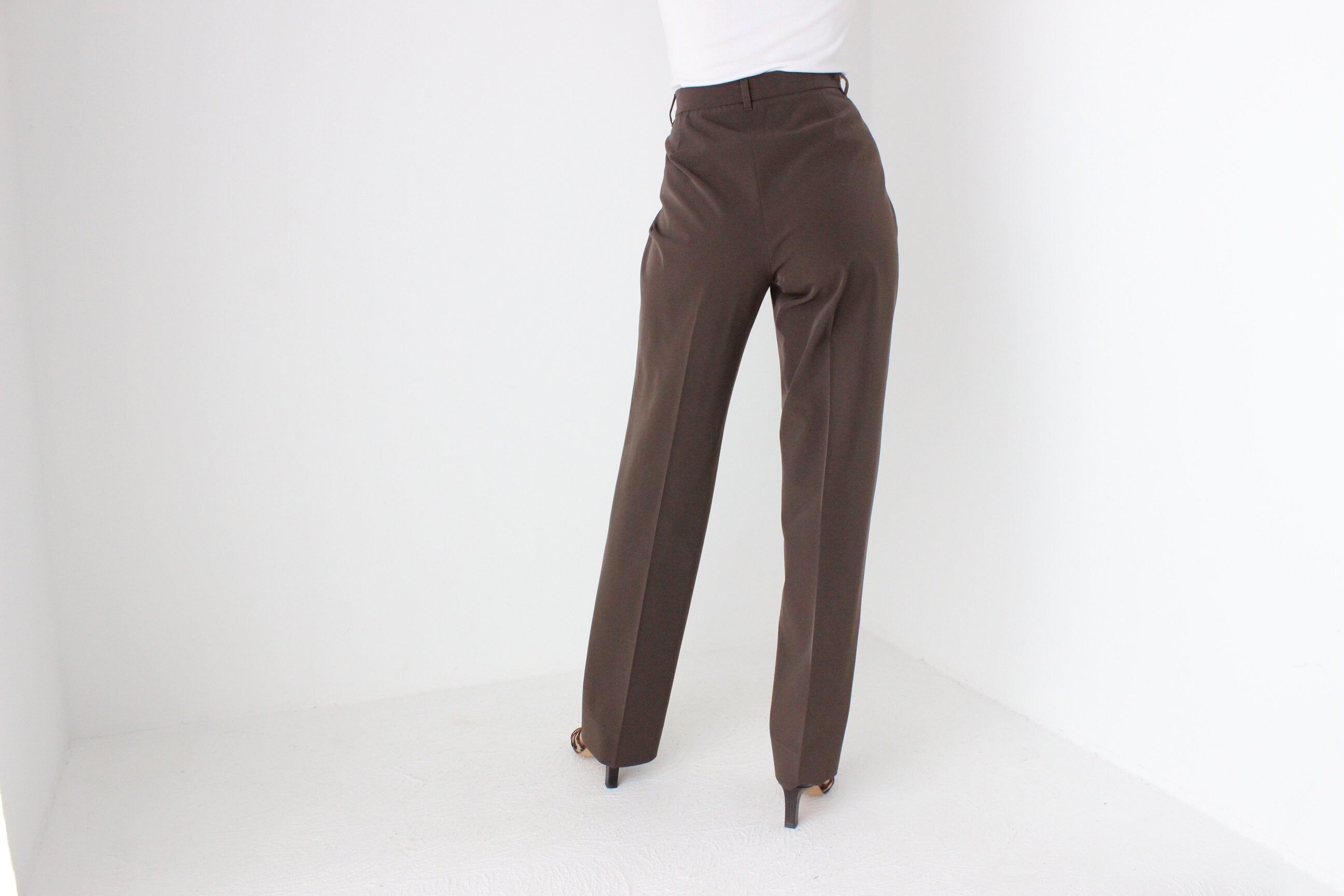 90s Vintage PRADA Chocolate Tailored High Waist Trousers