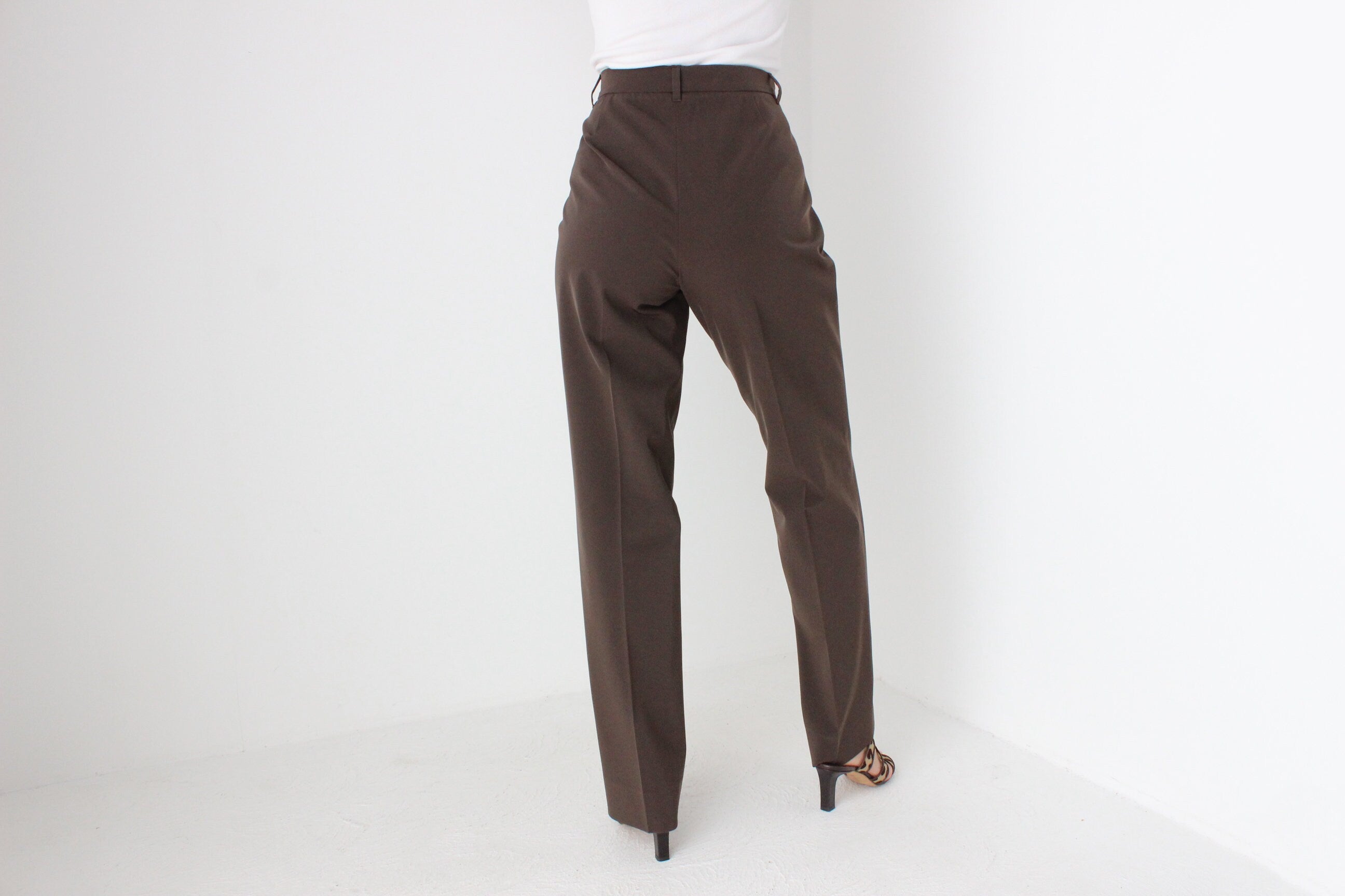 90s Vintage PRADA Chocolate Tailored High Waist Trousers