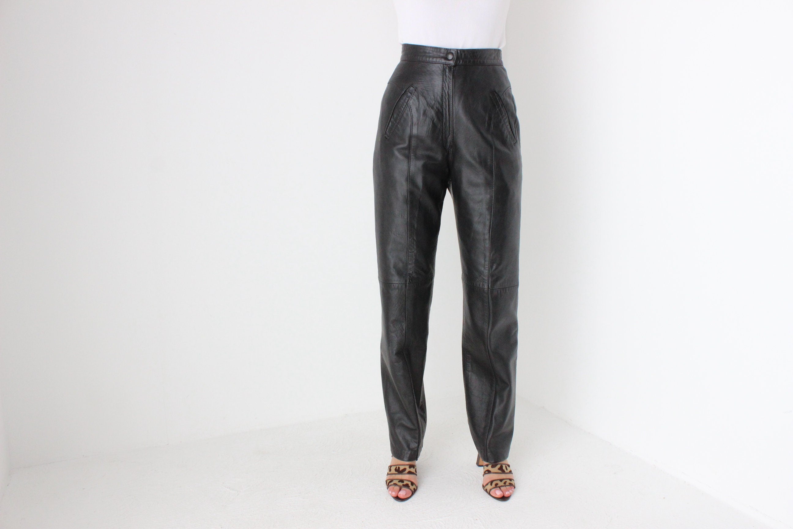 80s Softest {Genuine Leather} High Waist Trousers