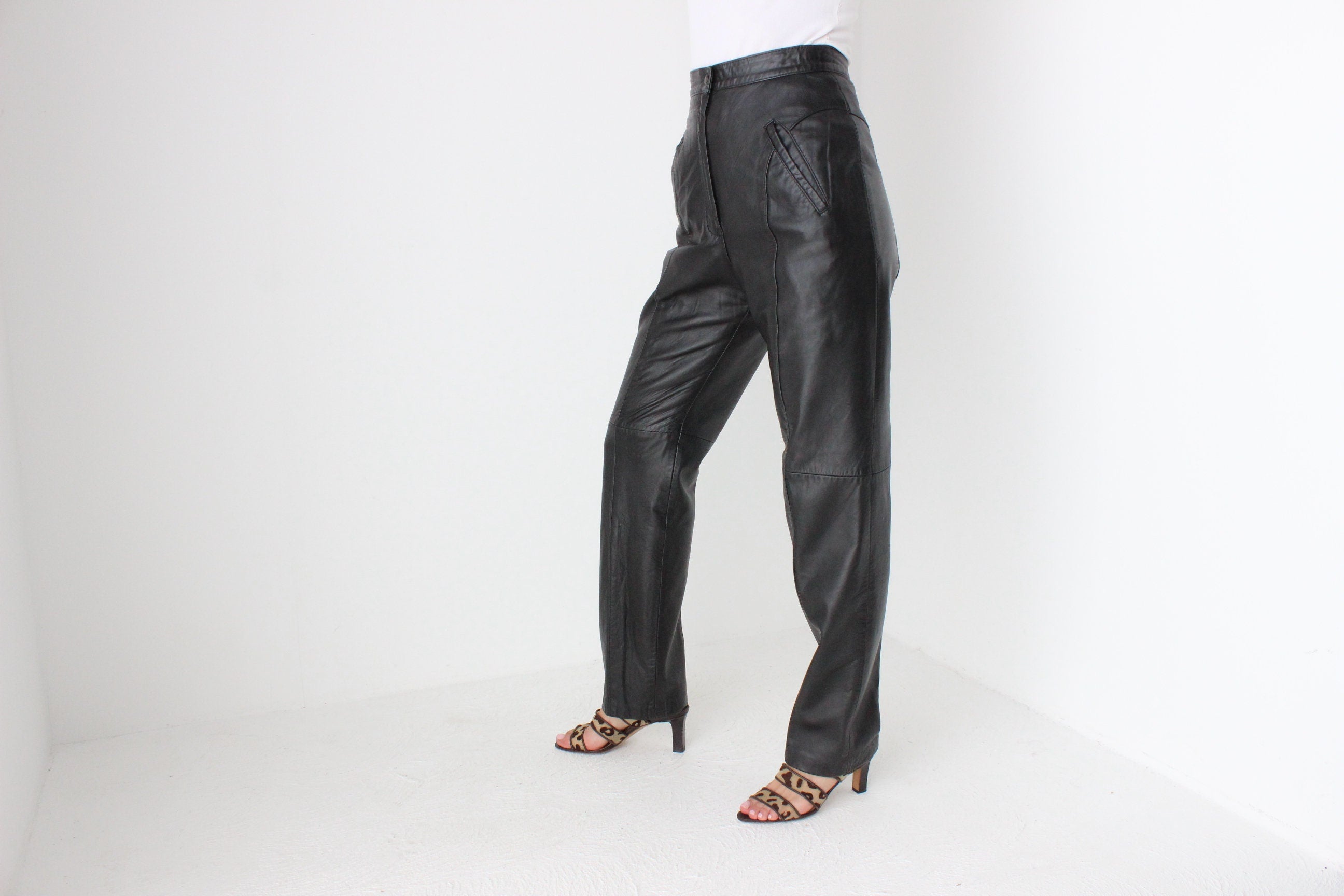 80s Softest {Genuine Leather} High Waist Trousers