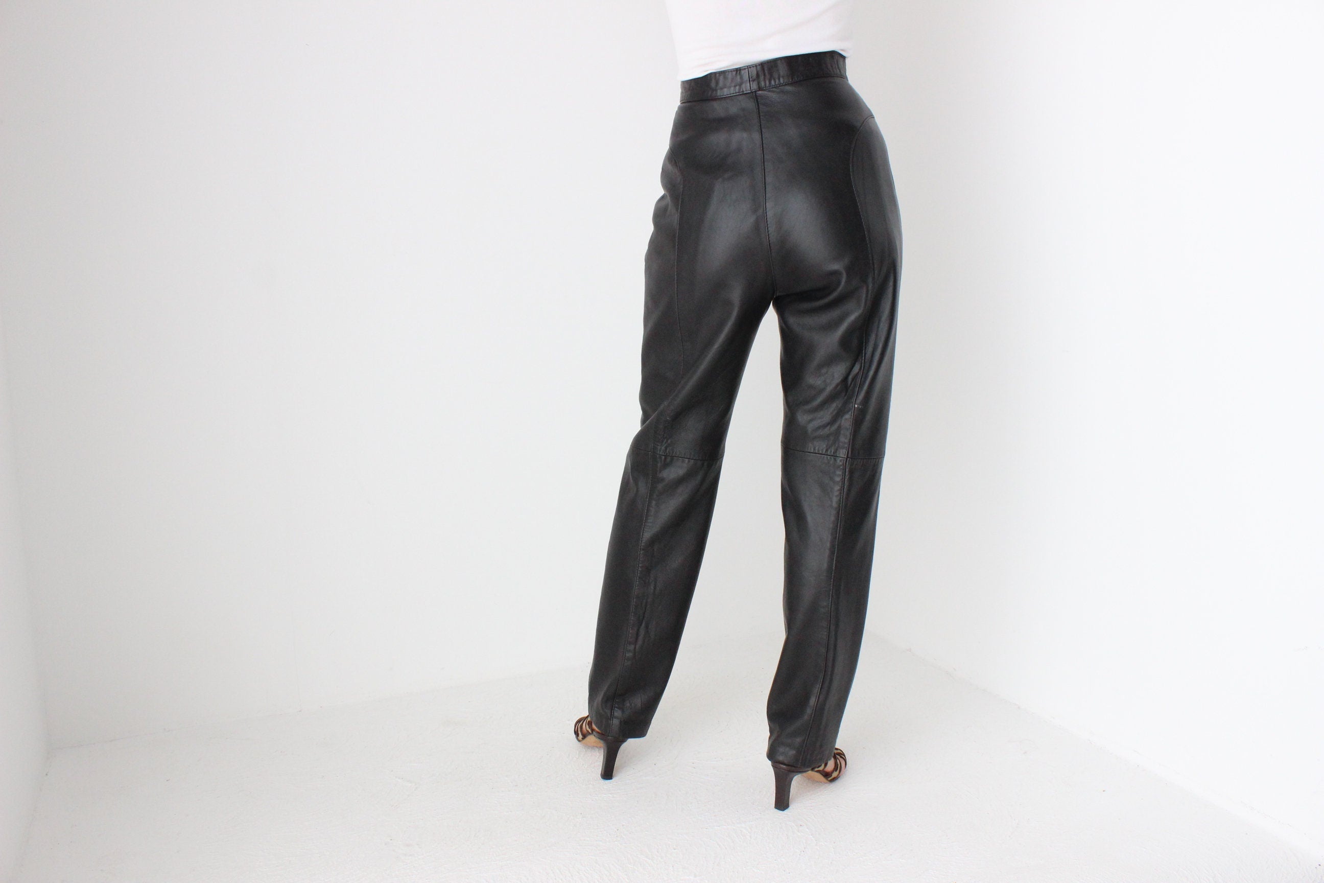80s Softest {Genuine Leather} High Waist Trousers
