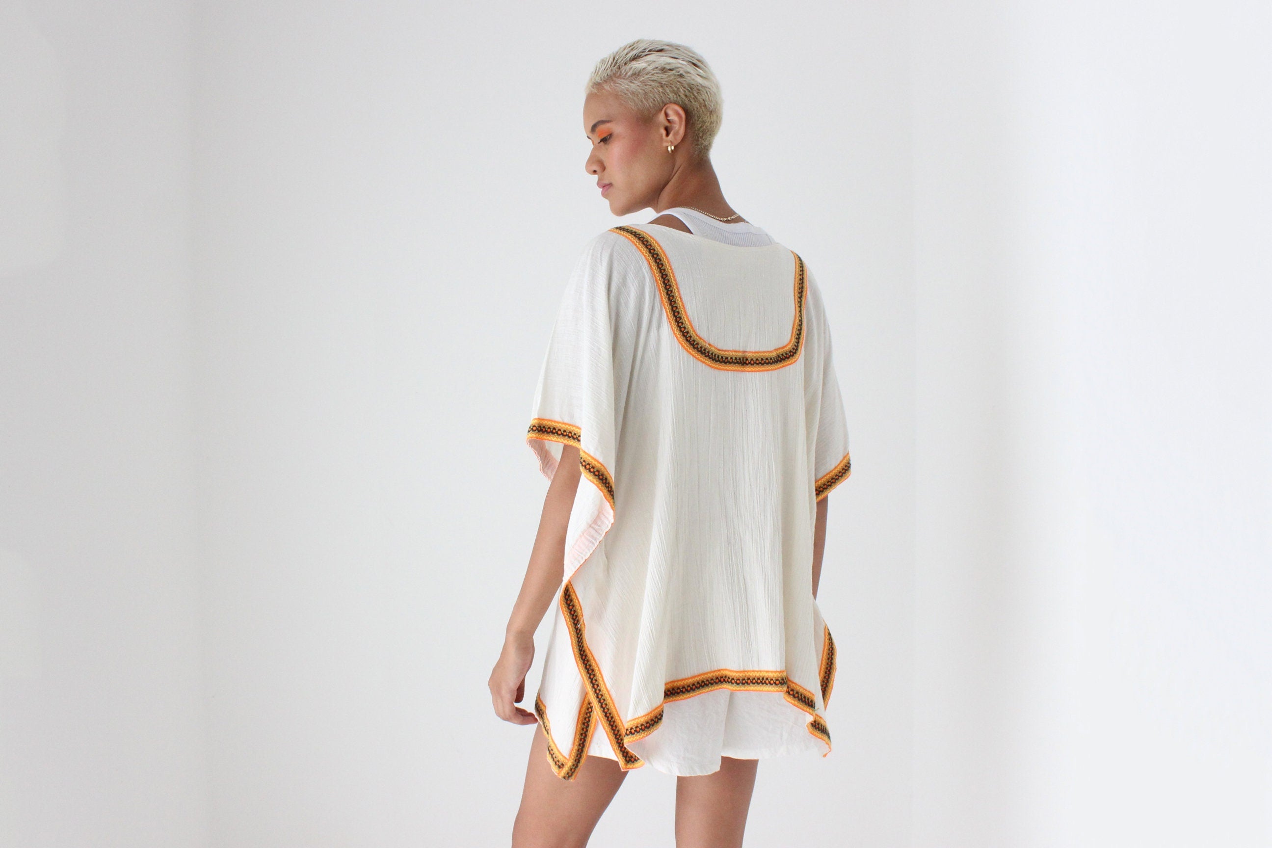 90s Thai Cotton Gauze Smock Top