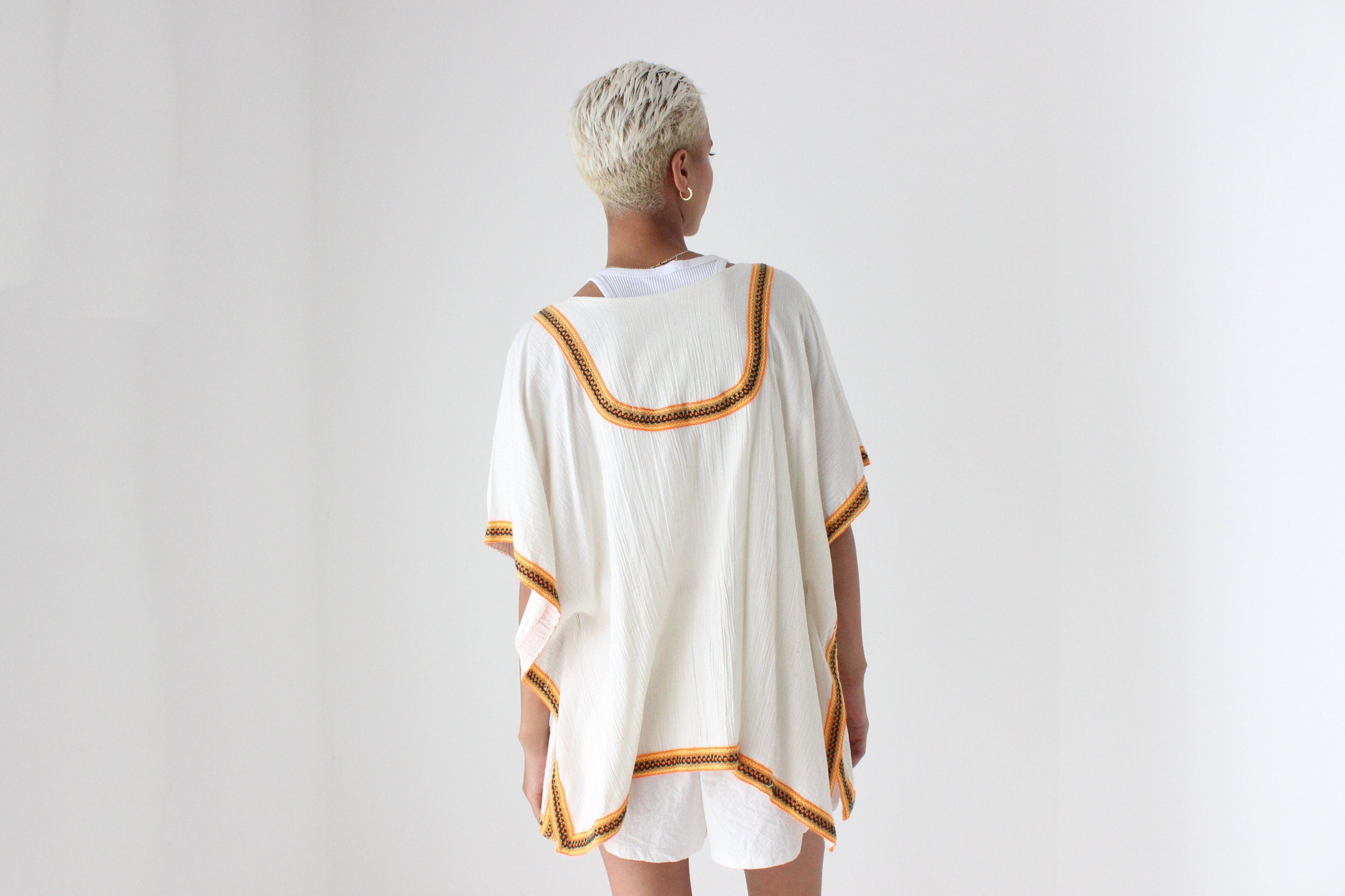 90s Thai Cotton Gauze Smock Top